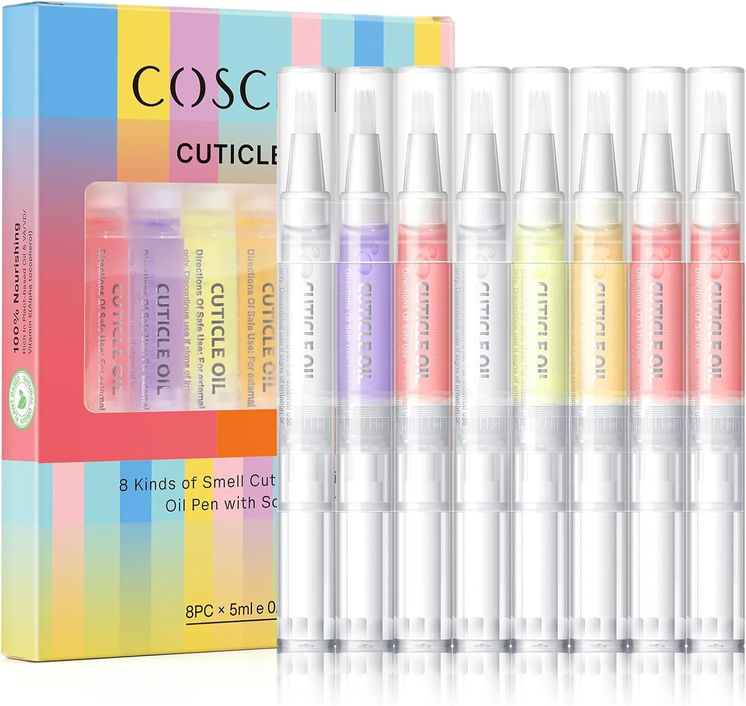 روغن کوتیکول ناخن کاسلیا، بسته 8 عددی، قلم ترمیم کننده لاک ناخن، مغذی و مرطوب کننده پوست و مراقبت از کوتیکول ناخن حاوی ویتامین