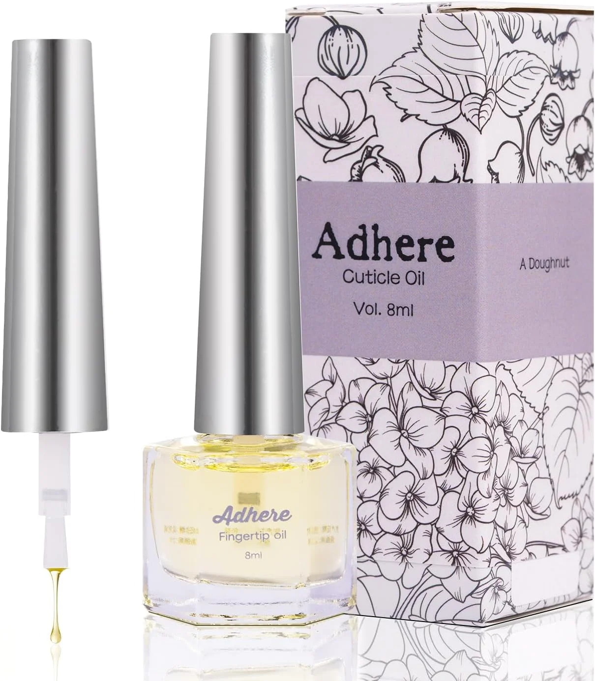 روغن کوتیکول ناخن ADHERE، روغن ناخن حرفه ای 8 میلی لیتر، روغن کوتیکول ناخن جوجوبا حاوی ویتامین ها با برس نرم، برای تغذیه، آبرسانی، مراقبت از ناخن های خشک و زبر، مراقبت ضروری از ناخن (شیری)