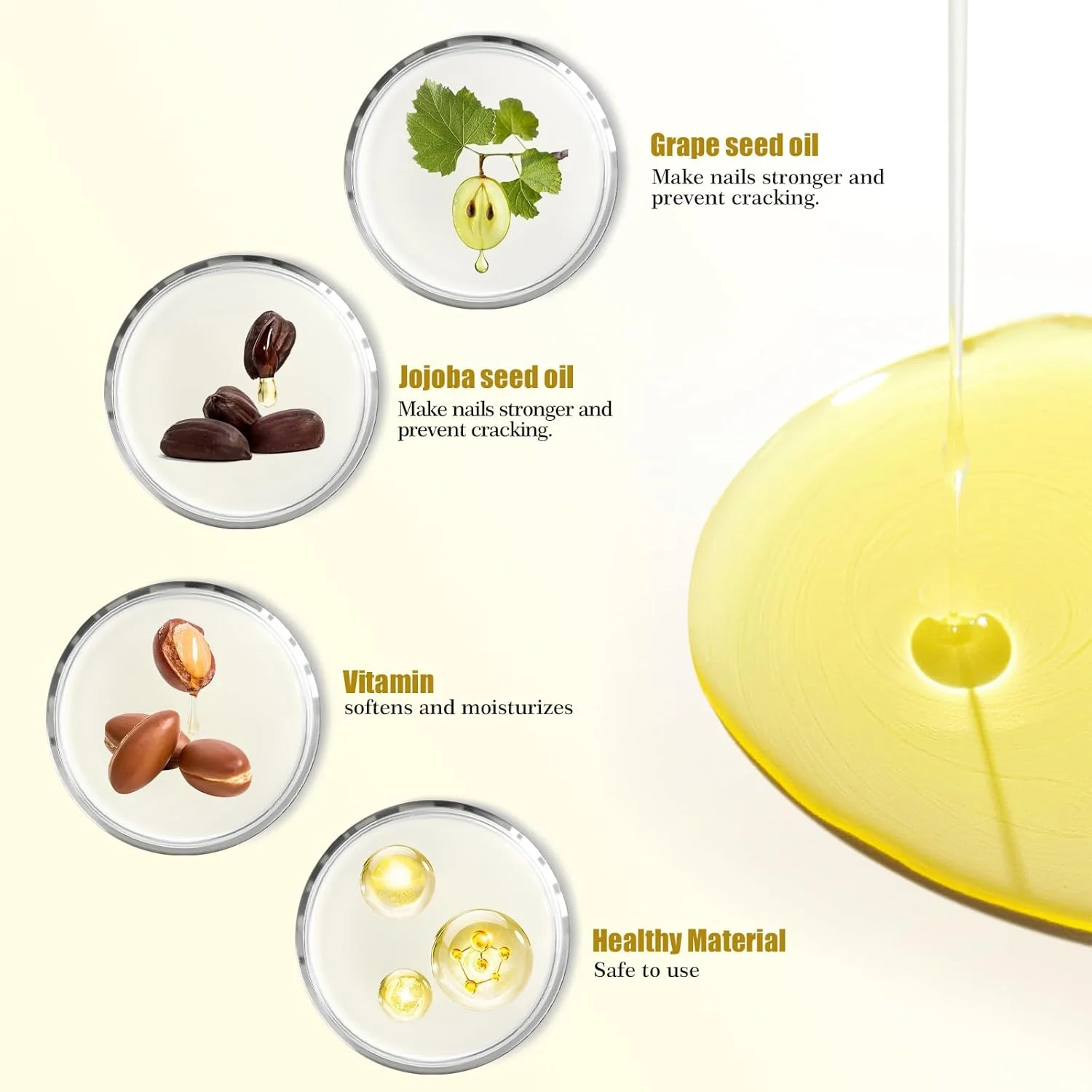 روغن کوتیکول ناخن ADHERE، روغن ناخن حرفه ای 8 میلی لیتر، روغن کوتیکول ناخن جوجوبا حاوی ویتامین ها با برس نرم، برای تغذیه، آبرسانی، مراقبت از ناخن های خشک و زبر، مراقبت ضروری از ناخن (شیری)