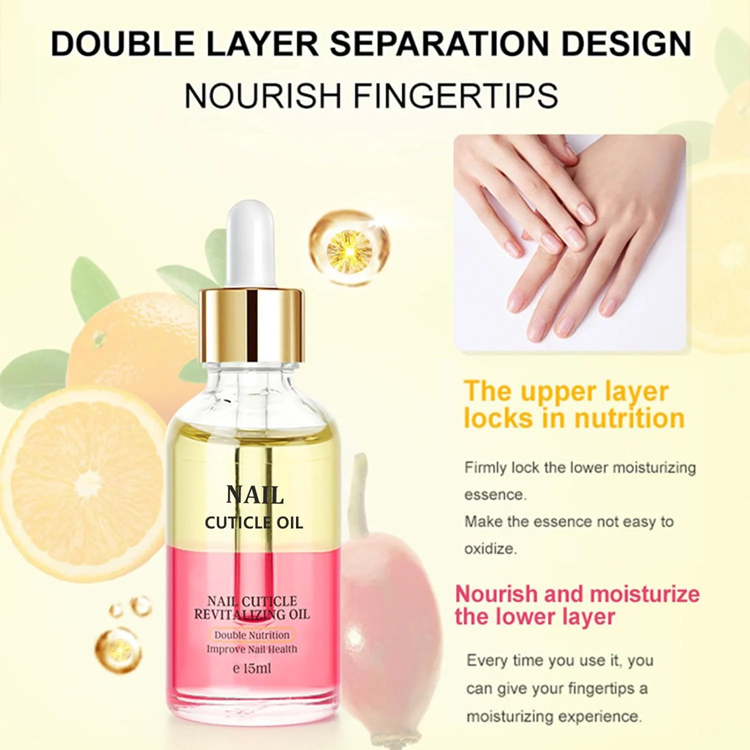 روغن کوتیکول ناخن 15 میلی لیتر حاوی ویتامین E و B ارگانیک - روغن کوتیکول ناخن - روغن جوجوبا برای ناخن - روغن ناخن، تسکین دهنده و مرطوب کننده با طراحی قطره چکان برای مراقبت و ترمیم ناخن های خشک و زبر