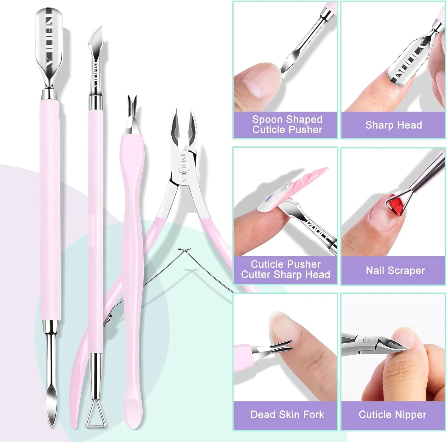 مجموعه ابزار کوتیکول ان ایکس جی اینفیلیلا، مجموعه مانیکور زنانه شامل مایع از بین برنده کوتیکول نرم کننده کوتیکول ۱۰۰ میلی لیتر، نیپر کوتیکول، عقب زن کوتیکول، روغن کوتیکول، ۲۰۰ عدد پد ناخن