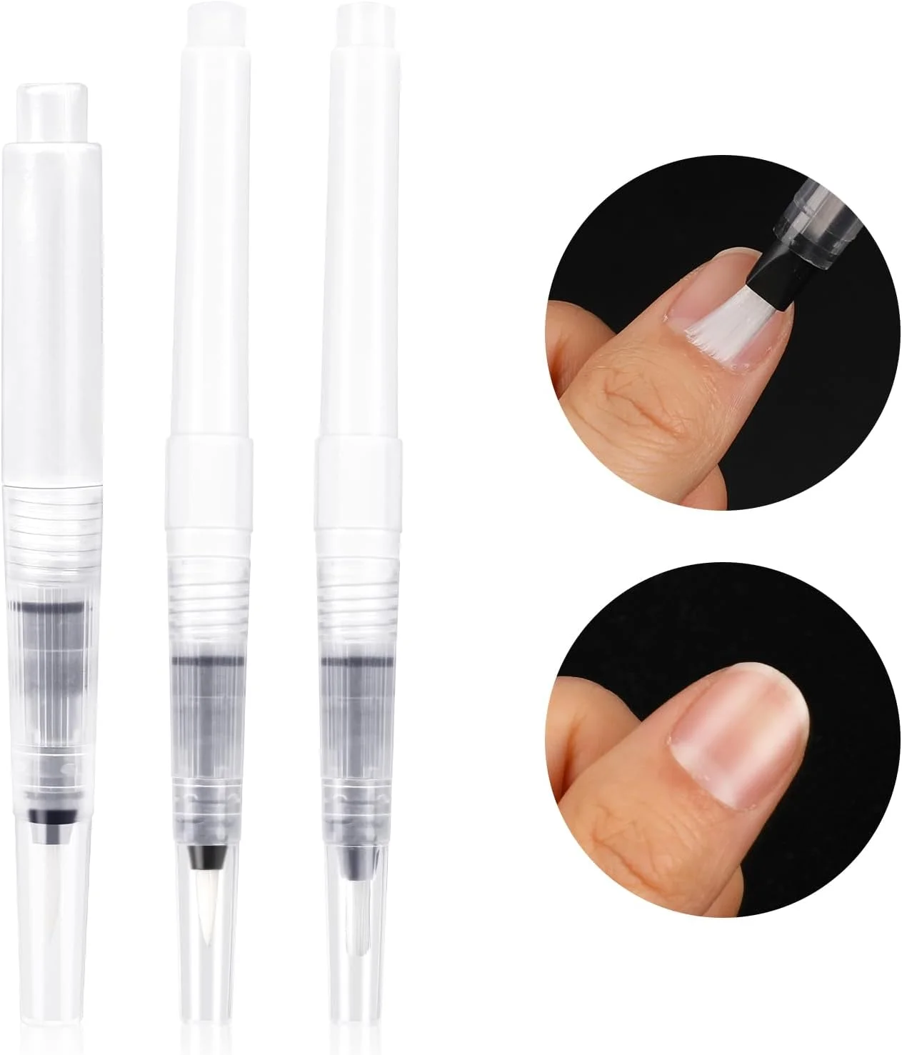 قلم روغن کوتیکول قابل شارژ، 3 عدد قلم روغن ناخن خالی با برس، قلم فشاری قابل استفاده مجدد، قلم فرعی قابل حمل برای لوازم آرایشی فونداسیون براق کننده لب، قلم اپلیکاتور قابل شارژ شفاف برای مراقبت از بدن ناخن