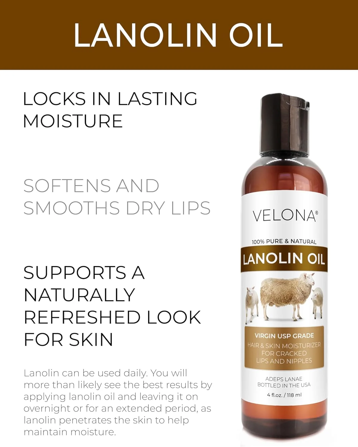 روغن لانولین خالص و طبیعی ولونا درجه USP - ۱۱۸ میلی لیتر روغن لانولین خالص و طبیعی ولونا درجه USP - ۱۱۸ میلی لیتر