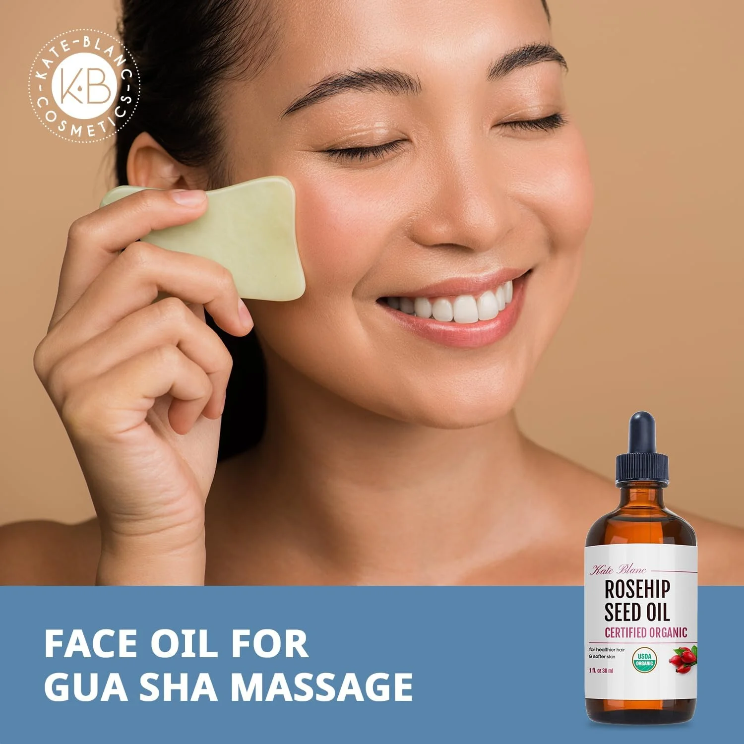 روغن گل رز کیت بلانک برای صورت و پوست (30 میلی لیتر، ارگانیک، خالص، پرس سرد) روغن صورت دانه گل رز برای ماساژ صورت و گوا شا