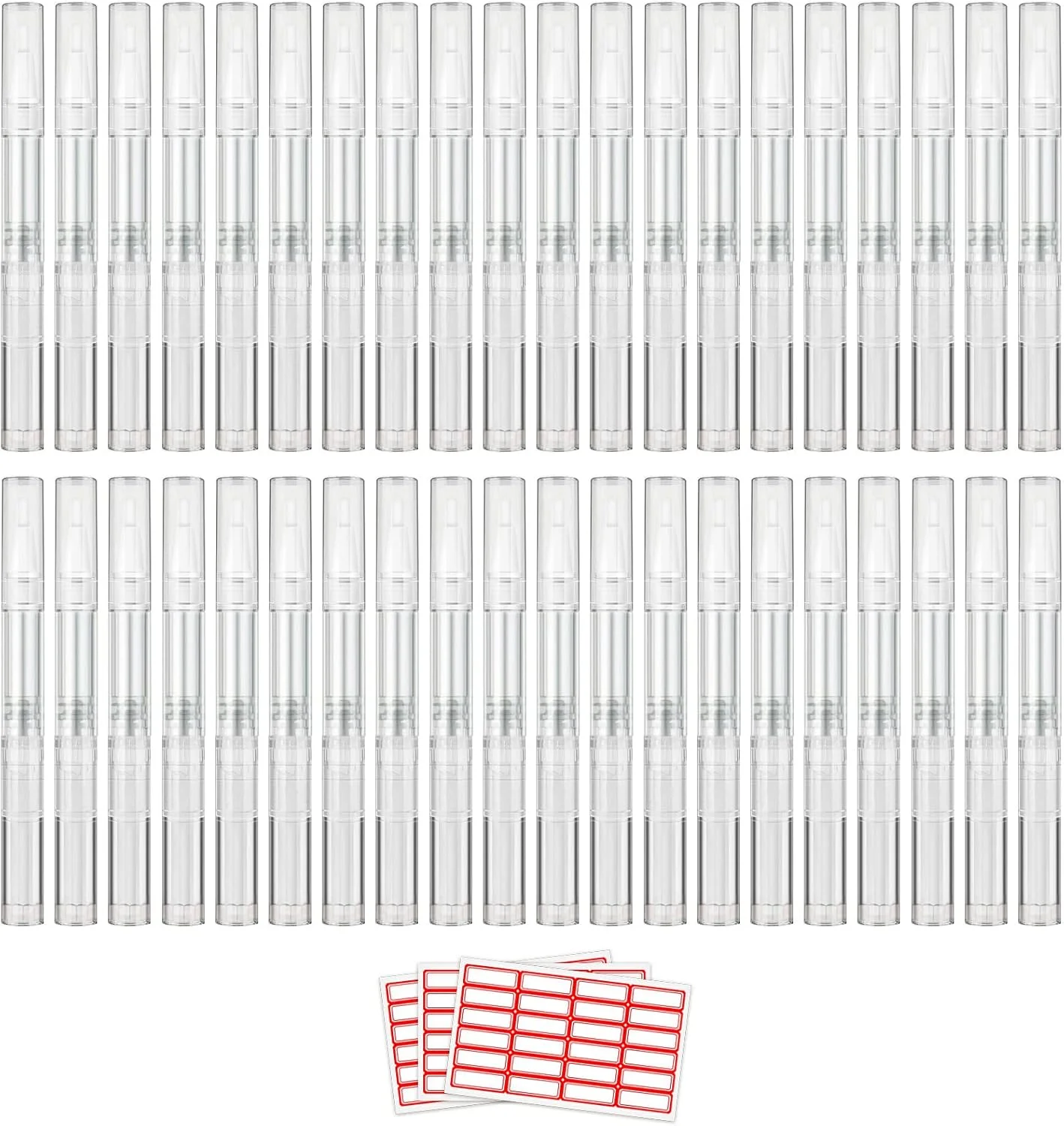 40 عدد قلم روغن کوتیکول 3 میلی لیتری، قلم روغن ناخن خالی، قلم های پیچشی شفاف با نوک برس دار، ظروف براق کننده لب آرایشی، لوله مایع رشد مژه، همراه با 3 برچسب 40 عدد قلم روغن کوتیکول 3 میلی لیتری، قلم روغن ناخن خالی، قلم های پیچشی شفاف با نوک برس دار، ظروف براق کننده لب آرایشی، لوله مایع رشد مژه، همراه با 3 برچسب