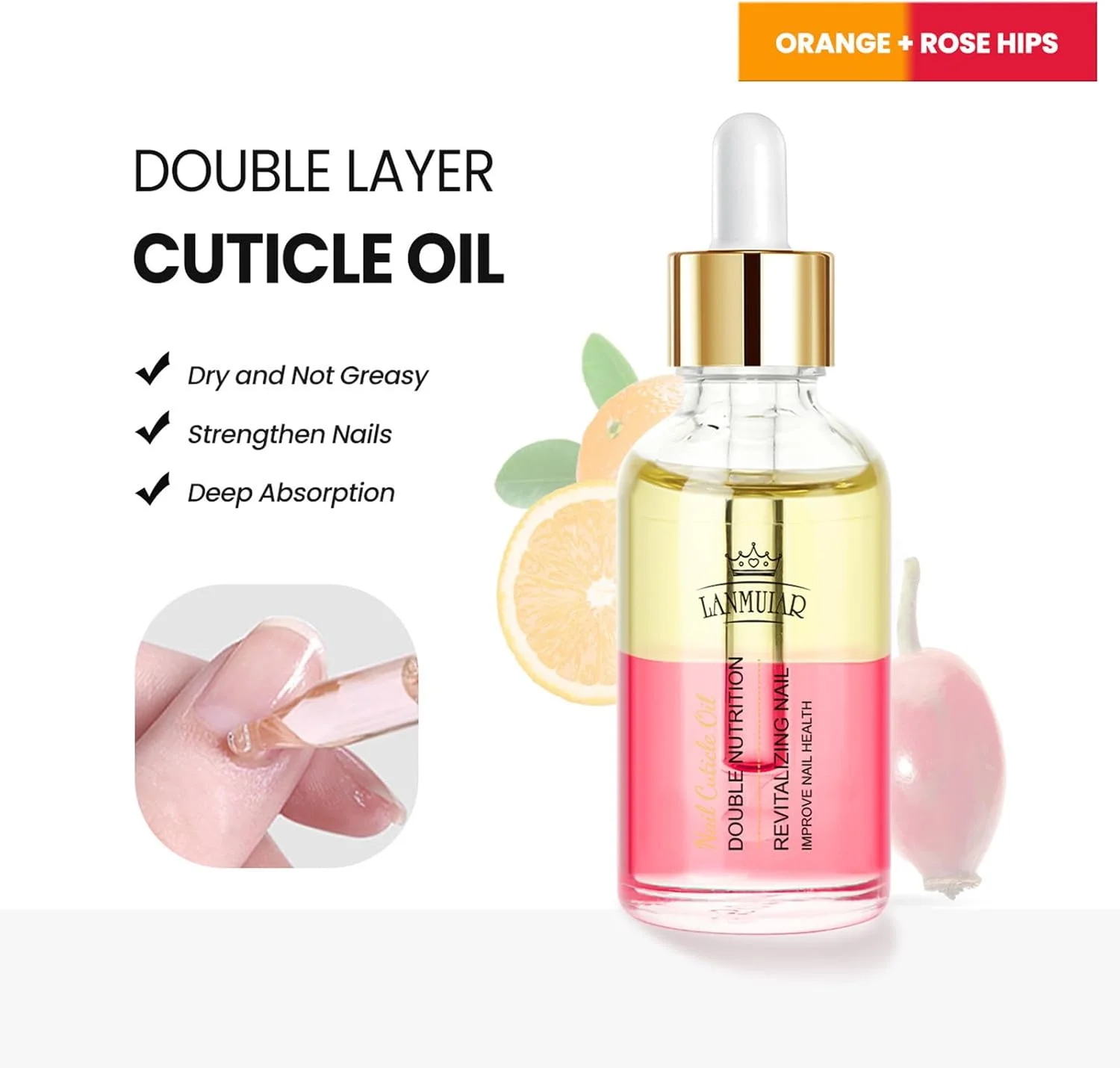 روغن تقویت کننده ناخن، روغن مغذی ناخن دو لایه چند رنگ، مایع مغذی ناخن 15 میلی لیتری و روغن کوتیکول تقویت کننده ناخن با اثر سریع برای ترمیم ناخن های آسیب دیده (طعم پرتقال-گل رز) روغن تقویت کننده ناخن، روغن مغذی ناخن دو لایه چند رنگ، مایع مغذی ناخن 15 میلی لیتری و روغن کوتیکول تقویت کننده ناخن با اثر سریع برای ترمیم ناخن های آسیب دیده (طعم پرتقال-گل رز)