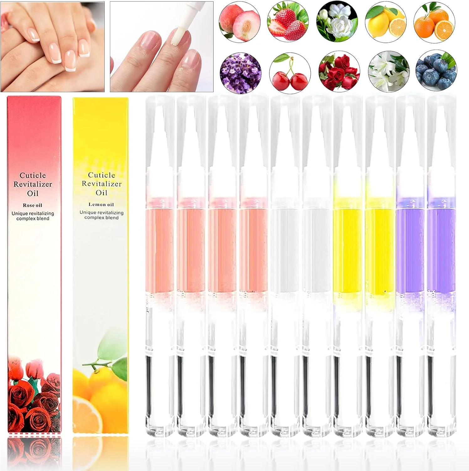 روغن کوتیکول ناخن در 10 رایحه گیاهی میوه ای، قلم روغن کوتیکول برای مرطوب کردن و ترمیم ناخن، قلم روغن مغذی کوتیکول ناخن غنی شده با ویتامین