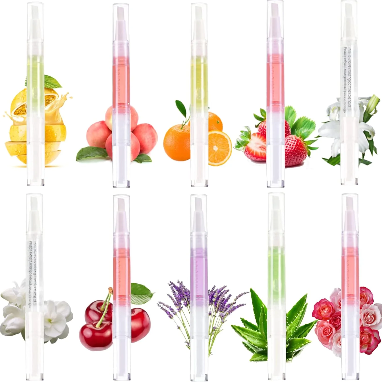 روغن کوتیکول قلمی مراقبت از ناخن، مجموعه 12 عددی قلم احیا کننده با طعم های مختلف، مواد طبیعی احیا کننده ناخن با برس نرم، کوتیکول برای جلوگیری از ترک خوردگی (10 عدد)