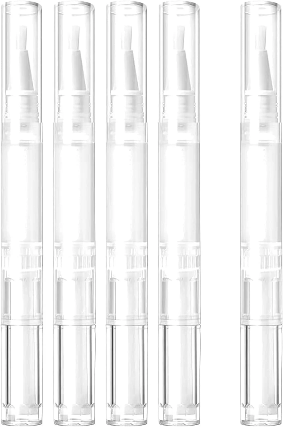قلم روغن کوتیکول خالی برای پر کردن مجدد ناخن، لوله های براق کننده لب، برس، ظروف مایع کرم پودر، بسته 5 عددی