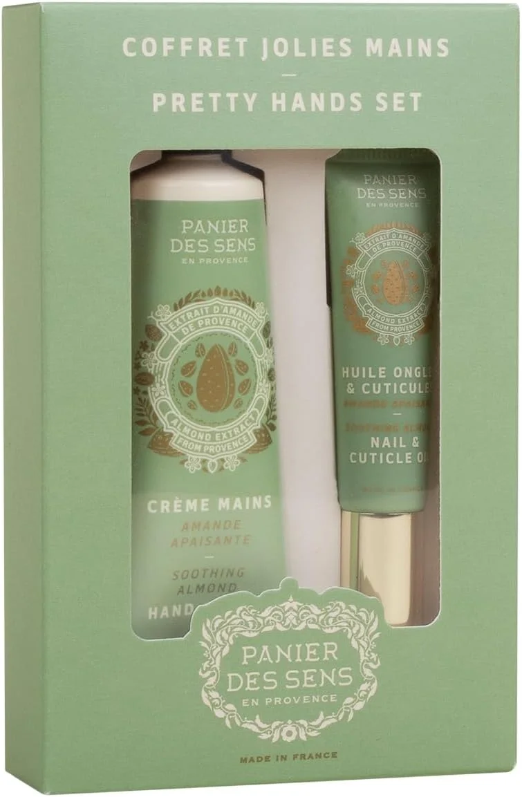 مجموعه دست های زیبا Panier des Sens - کرم دست کوچک بادام + روغن ناخن و کوتیکول - 97% طبیعی، شی باتر و بادام شیرین - ست هدیه مسافرتی برای دست های خشک و ترک خورده - مراقبت از پوست فرانسوی هدیه تعطیلات