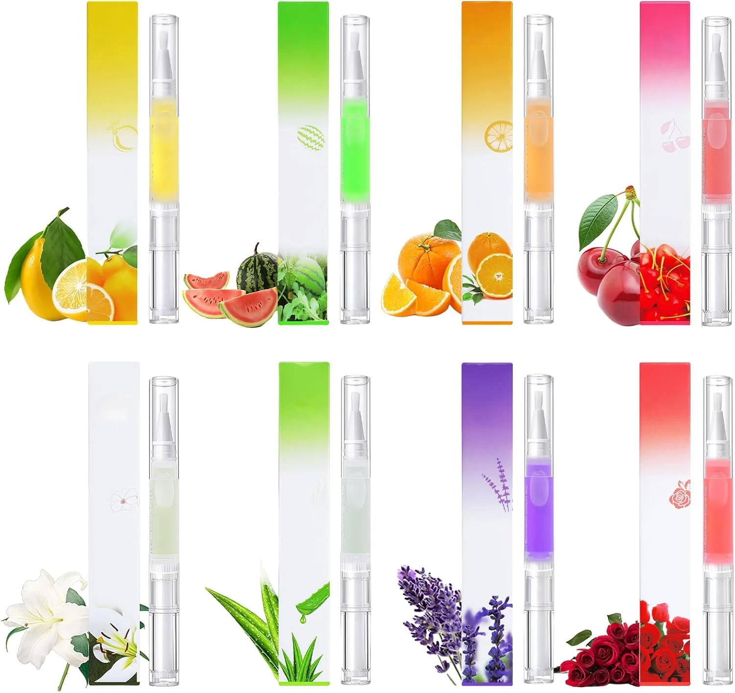 مجموعه قلم روغن ناخن مرطوب کننده کوتیکول برای ناخن های ترک خورده، بسته 8 عددی