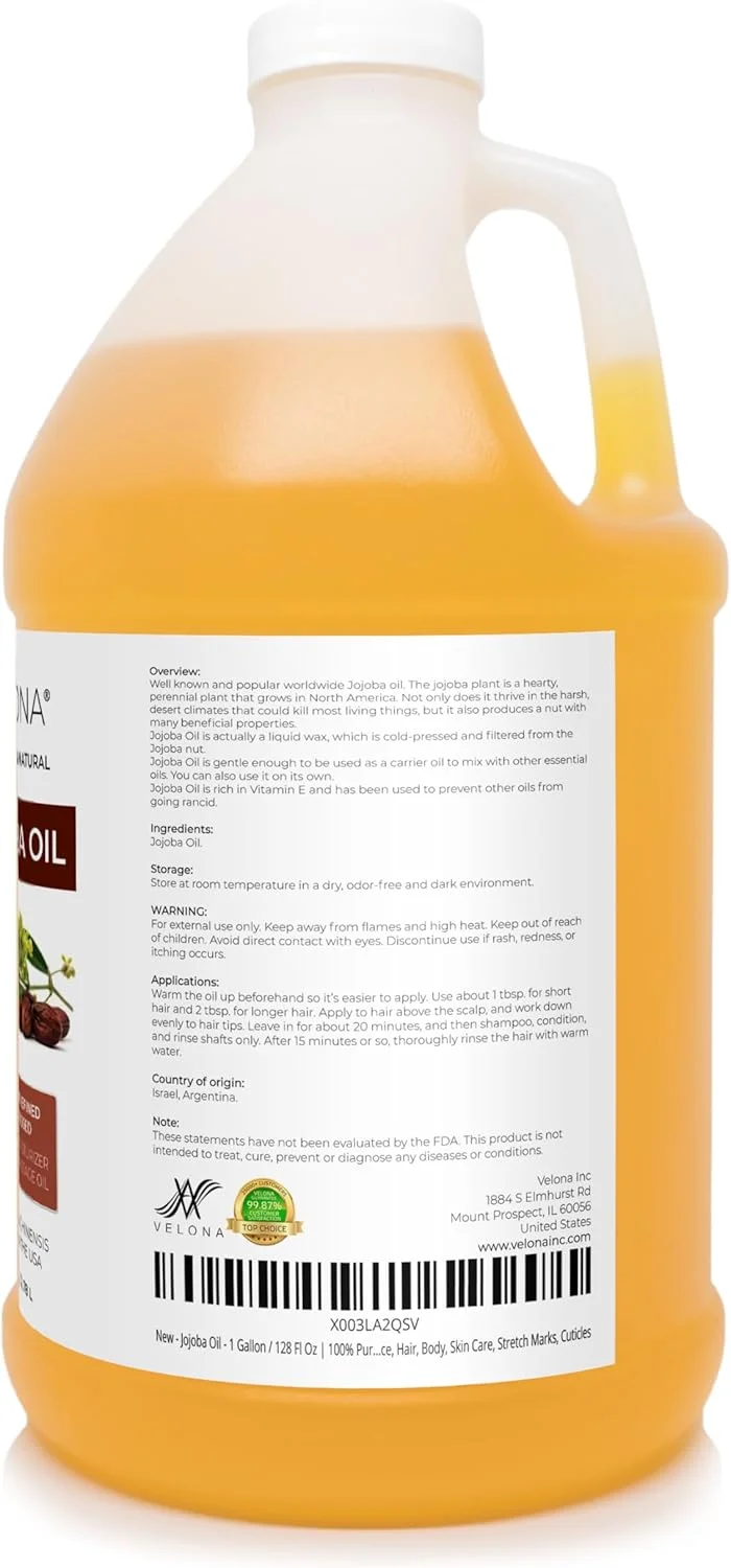 روغن جوجوبا ولونا - 3317 میلی لیتر | 100% خالص و طبیعی | طلایی، تصفیه نشده، پرس سرد، بدون هگزان | مرطوب کننده صورت، مو، بدن، مراقبت از پوست، ترک های پوستی، کوتیکول ها روغن جوجوبا ولونا - 3317 میلی لیتر | 100% خالص و طبیعی | طلایی، تصفیه نشده، پرس سرد، بدون هگزان | مرطوب کننده صورت، مو، بدن، مراقبت از پوست، ترک های پوستی، کوتیکول ها