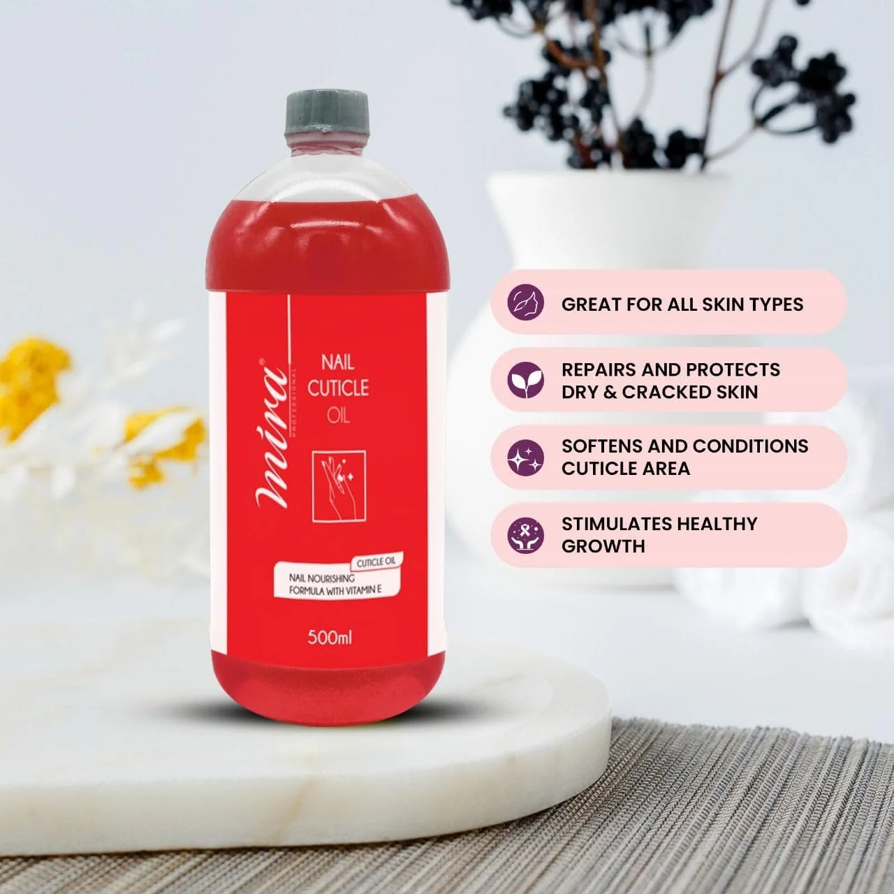 روغن کوتیکول ناخن میرا 500 میلی لیتر، فرمول مغذی با روغن گل رز، روغن جوجوبا، ویتامین B، ساخت فیلیپین روغن کوتیکول ناخن میرا 500 میلی لیتر، فرمول مغذی با روغن گل رز، روغن جوجوبا، ویتامین B، ساخت فیلیپین