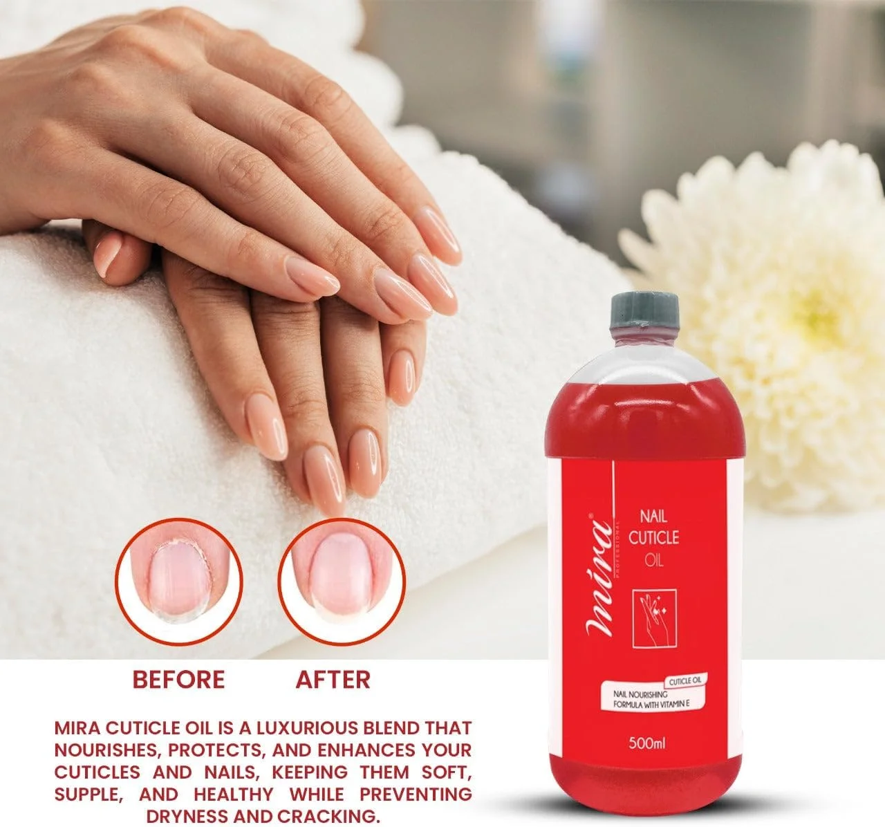 روغن کوتیکول ناخن میرا 500 میلی لیتر، فرمول مغذی با روغن گل رز، روغن جوجوبا، ویتامین B، ساخت فیلیپین روغن کوتیکول ناخن میرا 500 میلی لیتر، فرمول مغذی با روغن گل رز، روغن جوجوبا، ویتامین B، ساخت فیلیپین