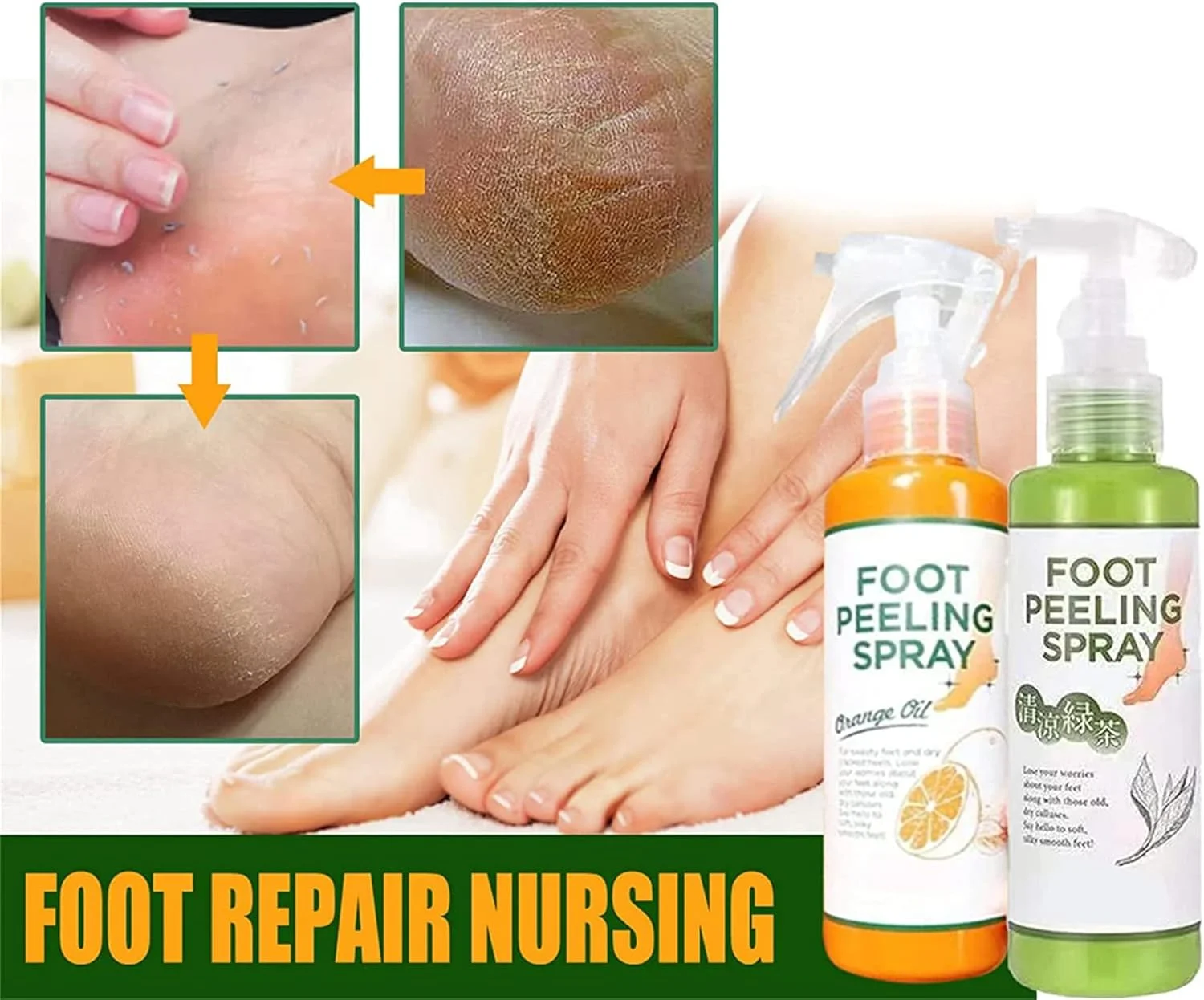 اسپری لایه بردار پا با روغن پرتقال و درخت چای، اسپری لایه بردار آبرسان و مغذی، لایه بردار پوست مرده پدیکور برای پاشنه های ترک خورده و زبر، پوست خشک انگشتان پا و پینه ها (پرتقال + چای) اسپری لایه بردار پا با روغن پرتقال و درخت چای، اسپری لایه بردار آبرسان و مغذی، لایه بردار پوست مرده پدیکور برای پاشنه های ترک خورده و زبر، پوست خشک انگشتان پا و پینه ها (پرتقال + چای)