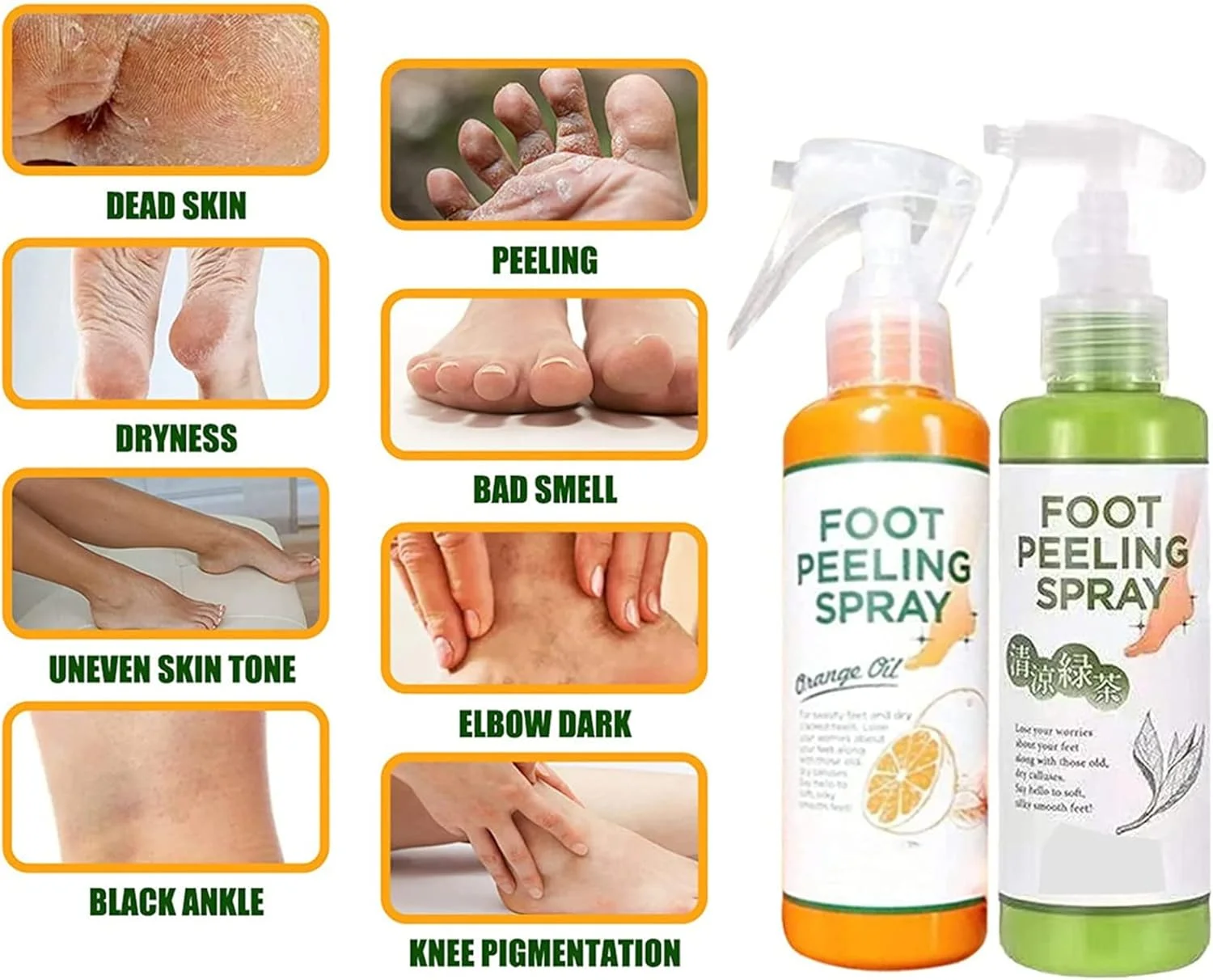 اسپری لایه بردار پا با روغن پرتقال و درخت چای، اسپری لایه بردار آبرسان و مغذی، لایه بردار پوست مرده پدیکور برای پاشنه های ترک خورده و زبر، پوست خشک انگشتان پا و پینه ها (پرتقال + چای) اسپری لایه بردار پا با روغن پرتقال و درخت چای، اسپری لایه بردار آبرسان و مغذی، لایه بردار پوست مرده پدیکور برای پاشنه های ترک خورده و زبر، پوست خشک انگشتان پا و پینه ها (پرتقال + چای)