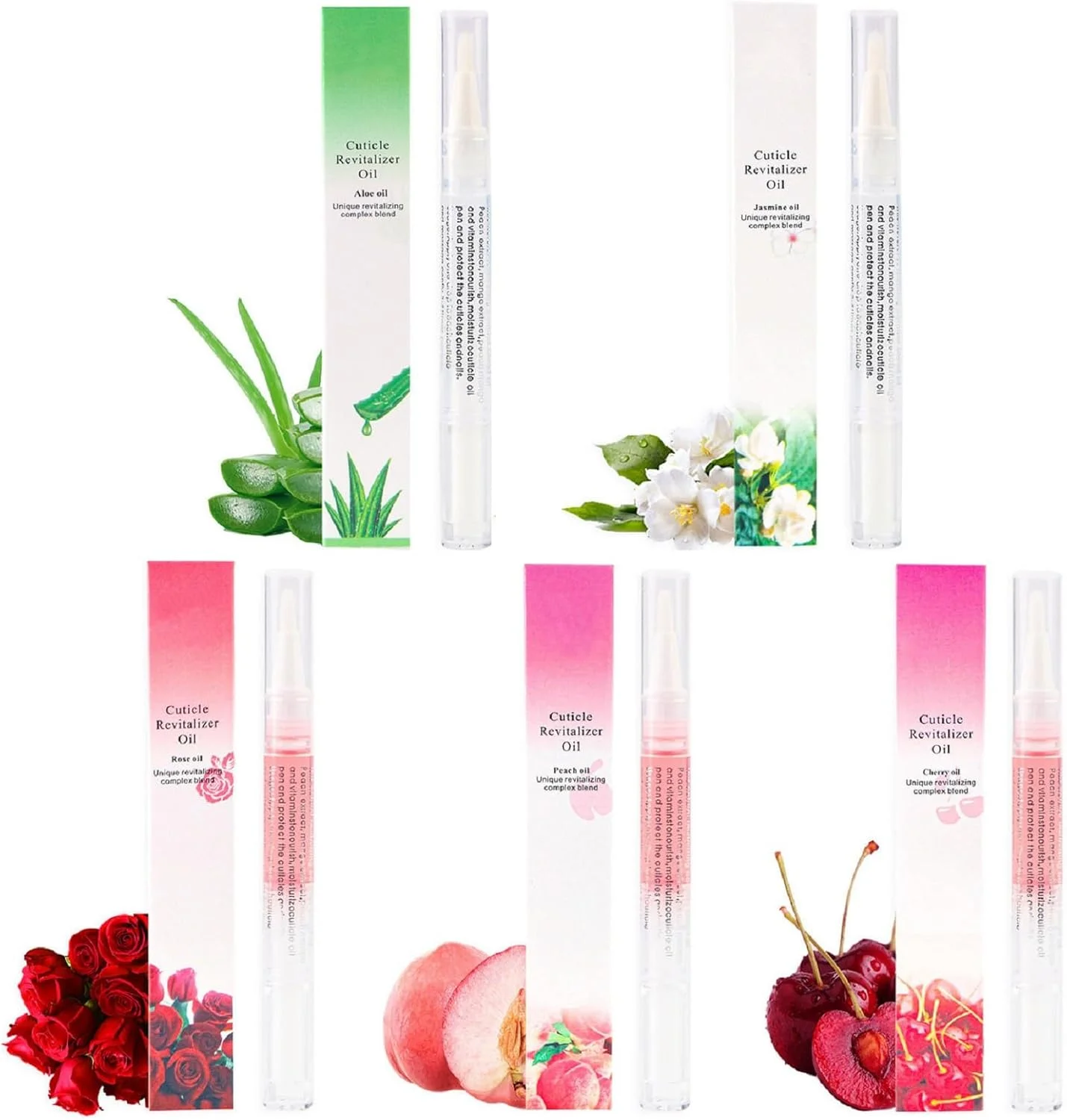 روغن کوتیکول برای مراقبت از ناخن، با مواد طبیعی میوه ای، قلم روغن کوتیکول، قلم روغن ناخن ارگانیک، قلم مراقبت از ناخن برای ناخن های نازک و رشد ناخن های آسیب دیده (بسته 5 عددی)