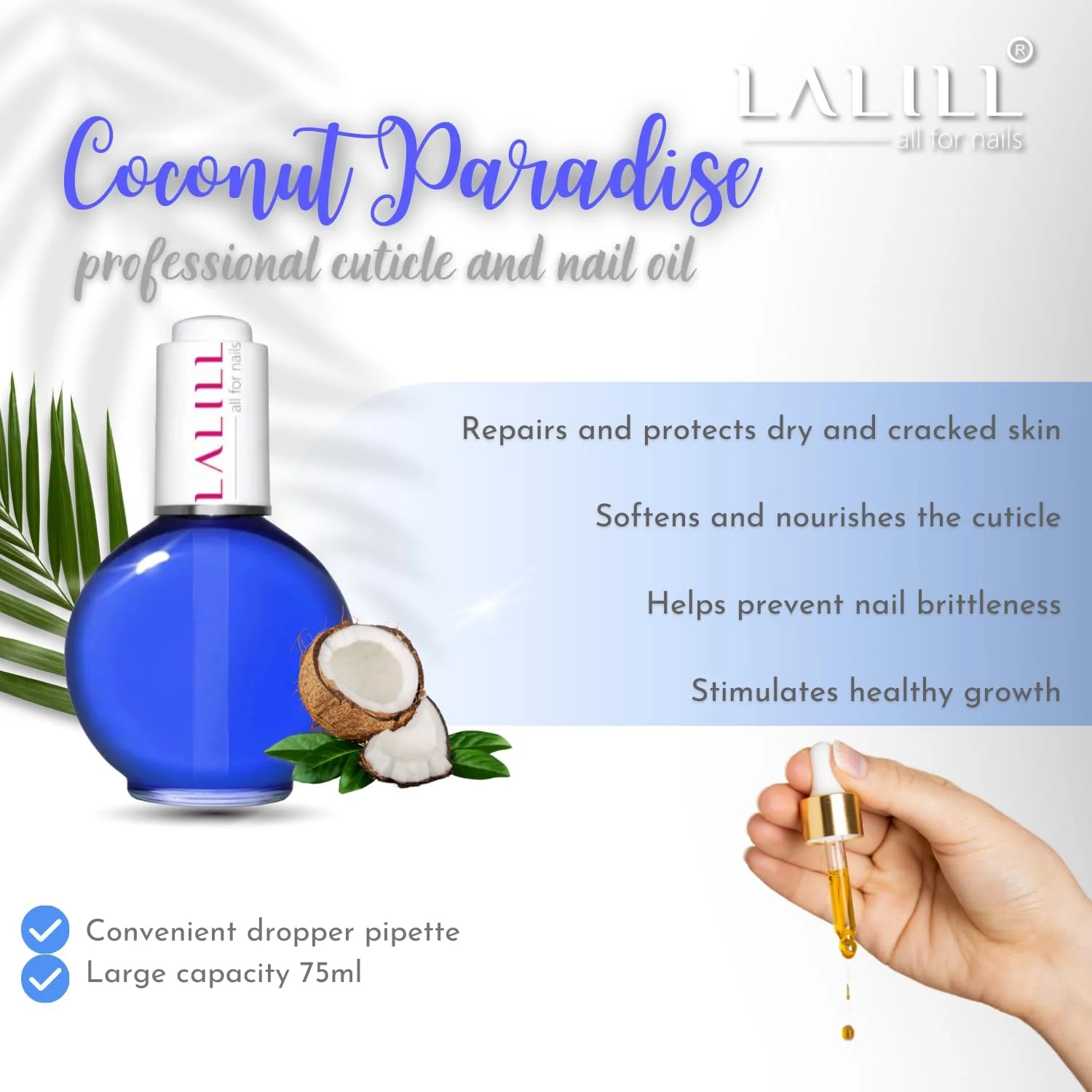 روغن کوتیکول ناخن لالیل ۷۵ میلی لیتر - روغن مراقبت از ناخن نارگیل پارادایس - روغن مراقبت از ناخن برای کوتیکول ناخن - طراحی ناخن اسپا مانیکور دست - وگان - با قطره چکان روغن کوتیکول ناخن لالیل ۷۵ میلی لیتر - روغن مراقبت از ناخن نارگیل پارادایس - روغن مراقبت از ناخن برای کوتیکول ناخن - طراحی ناخن اسپا مانیکور دست - وگان - با قطره چکان