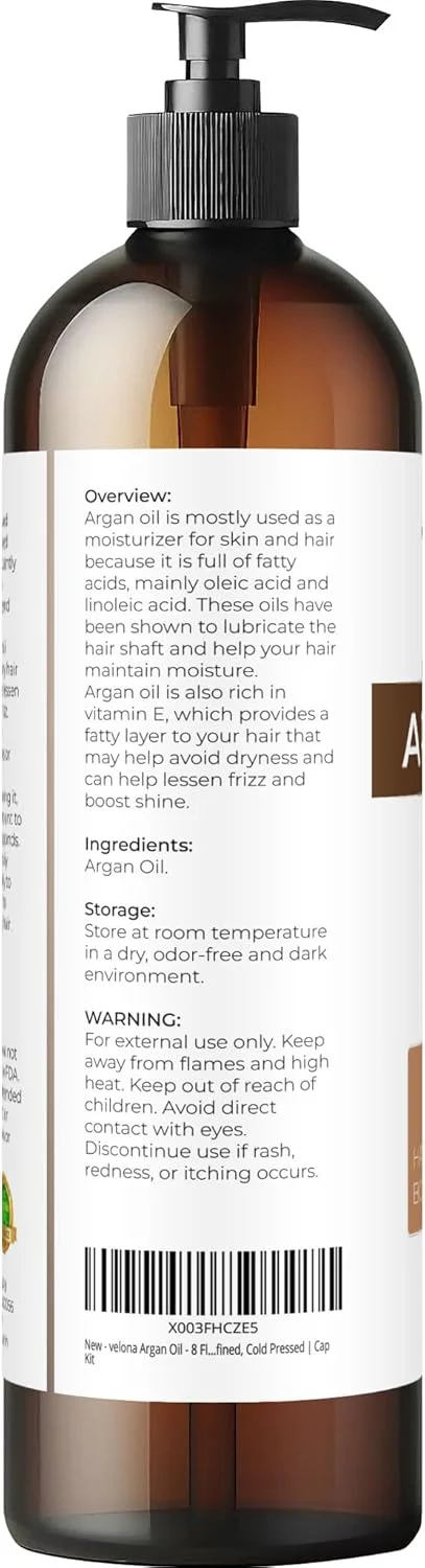 روغن آرگان ولونا - 236 میلی لیتر | روغن مراکشی | تحریک رشد مو، مراقبت از پوست، بدن و صورت | محافظ ناخن | تصفیه نشده، پرس سرد | همراه با سری روغن آرگان ولونا - 236 میلی لیتر | روغن مراکشی | تحریک رشد مو، مراقبت از پوست، بدن و صورت | محافظ ناخن | تصفیه نشده، پرس سرد | همراه با سری