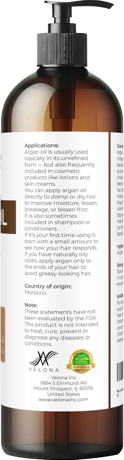 روغن آرگان ولونا - 236 میلی لیتر | روغن مراکشی | تحریک رشد مو، مراقبت از پوست، بدن و صورت | محافظ ناخن | تصفیه نشده، پرس سرد | همراه با سری روغن آرگان ولونا - 236 میلی لیتر | روغن مراکشی | تحریک رشد مو، مراقبت از پوست، بدن و صورت | محافظ ناخن | تصفیه نشده، پرس سرد | همراه با سری