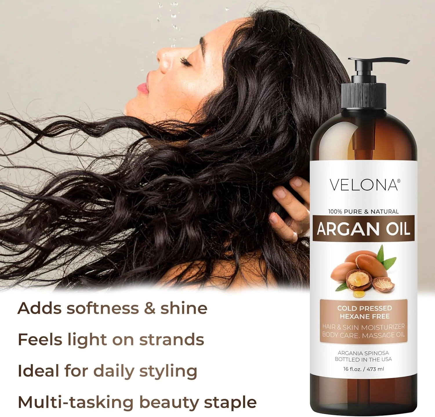 روغن آرگان ولونا - 236 میلی لیتر | روغن مراکشی | تحریک رشد مو، مراقبت از پوست، بدن و صورت | محافظ ناخن | تصفیه نشده، پرس سرد | همراه با سری روغن آرگان ولونا - 236 میلی لیتر | روغن مراکشی | تحریک رشد مو، مراقبت از پوست، بدن و صورت | محافظ ناخن | تصفیه نشده، پرس سرد | همراه با سری