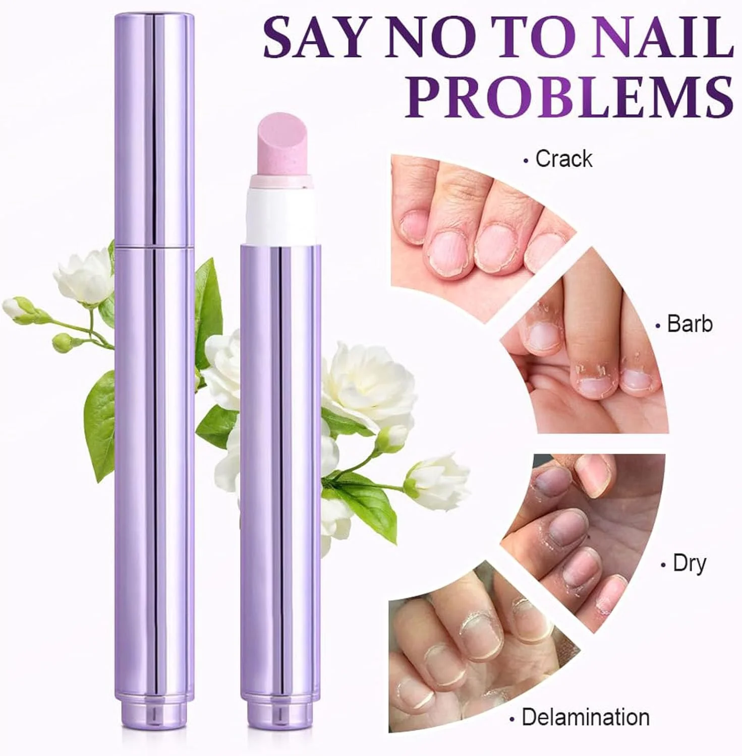 قلم روغن کوتیکول ناخن 3 در 1 با نوک سرامیکی، روغن ناخن برای رشد و تقویت، نرم کننده کوتیکول ناخن، قلم روغن مغذی ناخن، برای ناخن های خشک، آسیب دیده و ریشه ریشه (4 عدد)