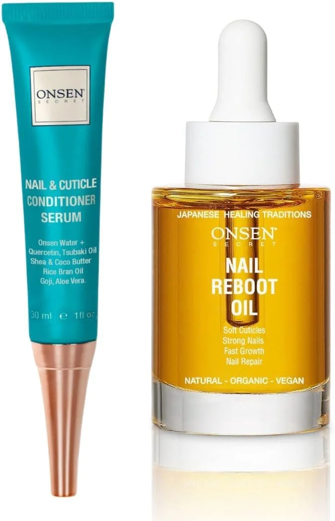 مجموعه احیا کننده ناخن Onsen Secret - مراقبت طبیعی برای ناخن ها و کوتیکول ها با کرم (30 میلی لیتر) و روغن (30 میلی لیتر) - ترمیم، تقویت و زیباسازی ناخن های آسیب دیده