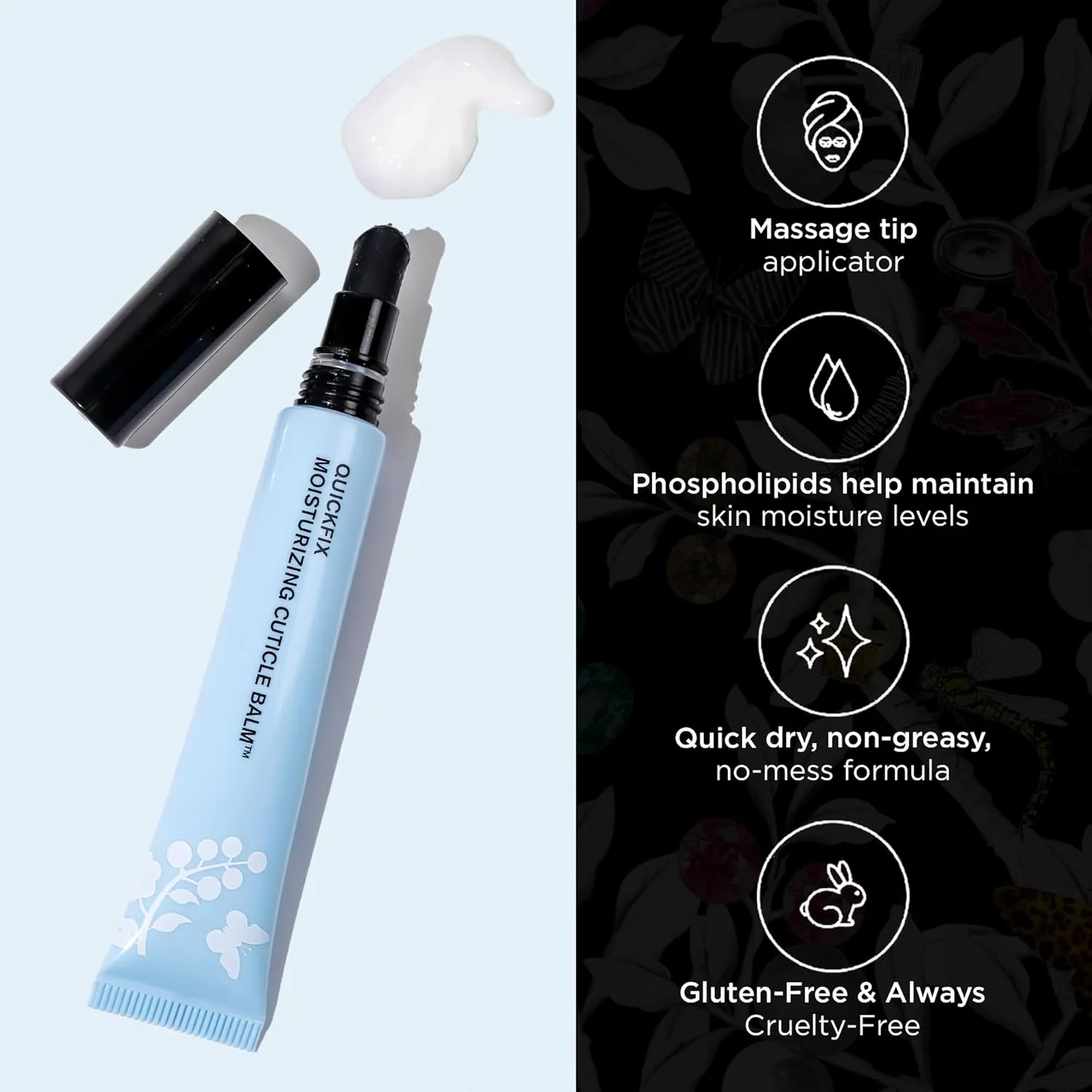 بالم مرطوب کننده کوتیکول QuickFix باتر لندن، مرطوب کننده کوتیکول های خشک، فرمول غیر چرب، روغن نارگیل و آووکادو، ویتامین E، بدون تست حیوانی، بدون گلوتن بالم مرطوب کننده کوتیکول QuickFix باتر لندن، مرطوب کننده کوتیکول های خشک، فرمول غیر چرب، روغن نارگیل و آووکادو، ویتامین E، بدون تست حیوانی، بدون گلوتن