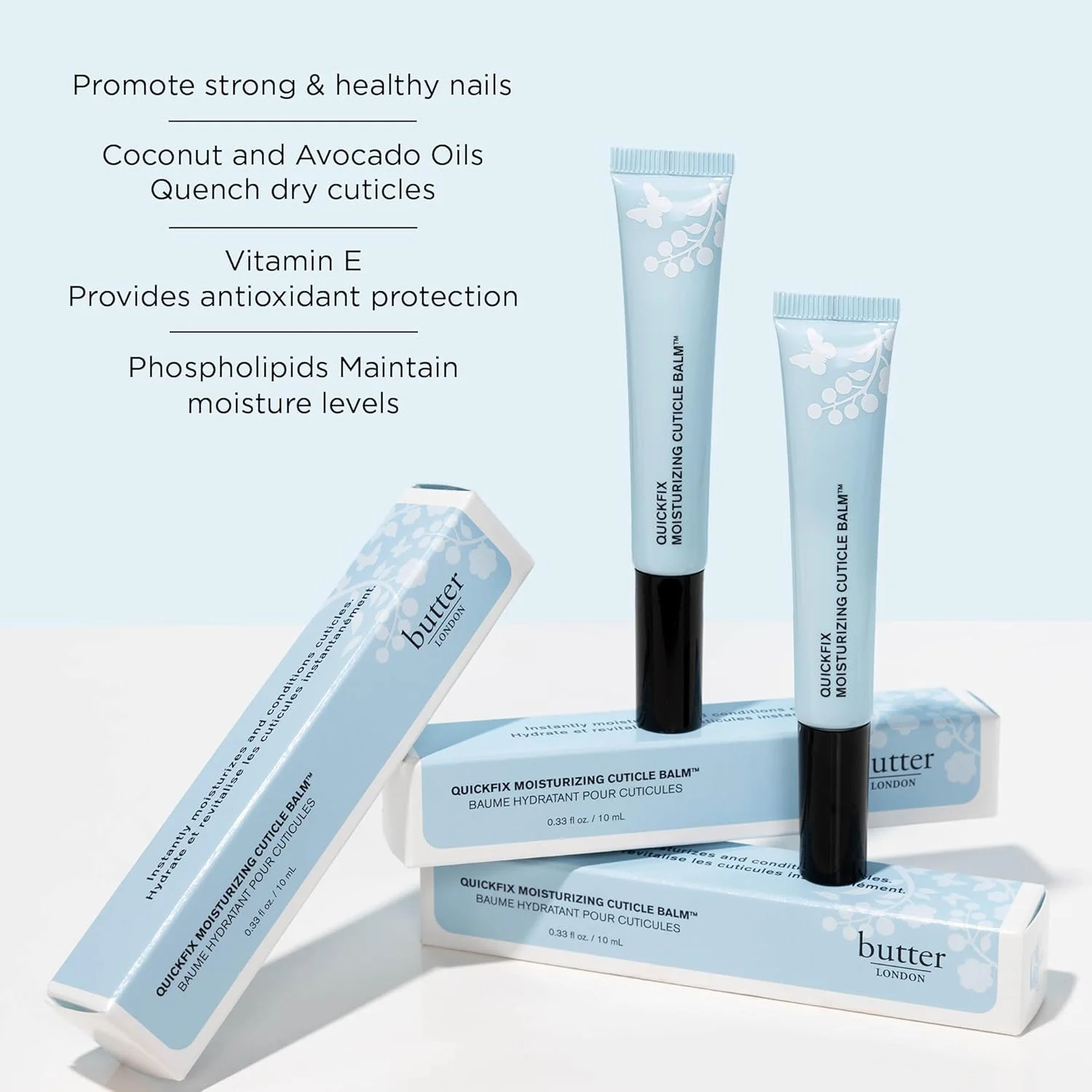 بالم مرطوب کننده کوتیکول QuickFix باتر لندن، مرطوب کننده کوتیکول های خشک، فرمول غیر چرب، روغن نارگیل و آووکادو، ویتامین E، بدون تست حیوانی، بدون گلوتن بالم مرطوب کننده کوتیکول QuickFix باتر لندن، مرطوب کننده کوتیکول های خشک، فرمول غیر چرب، روغن نارگیل و آووکادو، ویتامین E، بدون تست حیوانی، بدون گلوتن