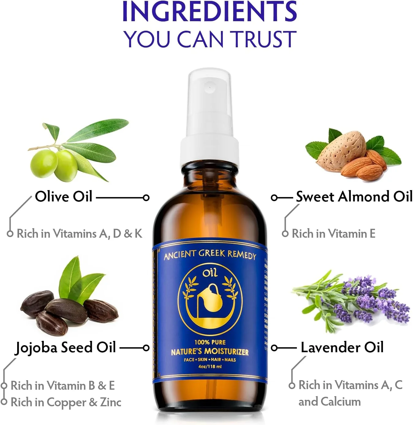 مرطوب کننده چند منظوره ارگانیک برای پوست، مو، صورت، کوتیکول، ناخن، پوست سر و پا. فرمول ضد پیری ساخته شده از روغن های زیتون، اسطوخودوس، بادام و هسته انگور با ویتامین E، روغن بدن برای مردان و زنان 120 میلی لیتر