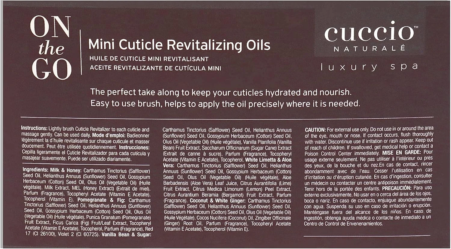 Cuccio NATURALÉ روغن احیا کننده کوتیکول حرفه ای - بسته کوچک 4 عددی روغن کوتیکول 3.7 میلی لیتری