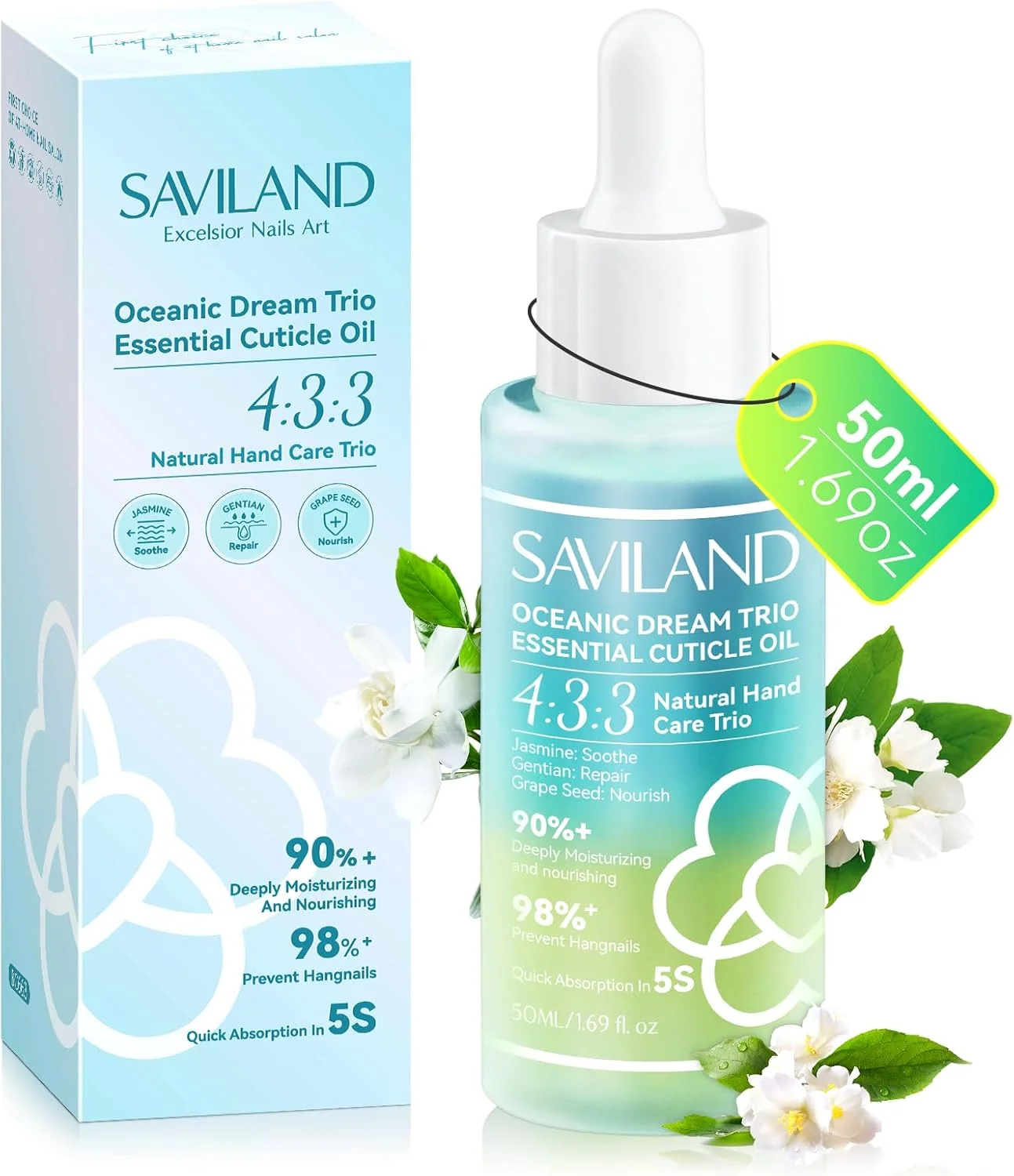 روغن کوتیکول ناخن ساویلند - روغن ترمیم کننده کوتیکول با رایحه رویایی اقیانوسی برای ناخن های آسیب دیده، مرطوب کننده و مغذی عمیق، جلوگیری از ریش ریش شدن ناخن، مناسب برای مراقبت از ناخن بعد از مانیکور، قابل استفاده در منزل و سالن