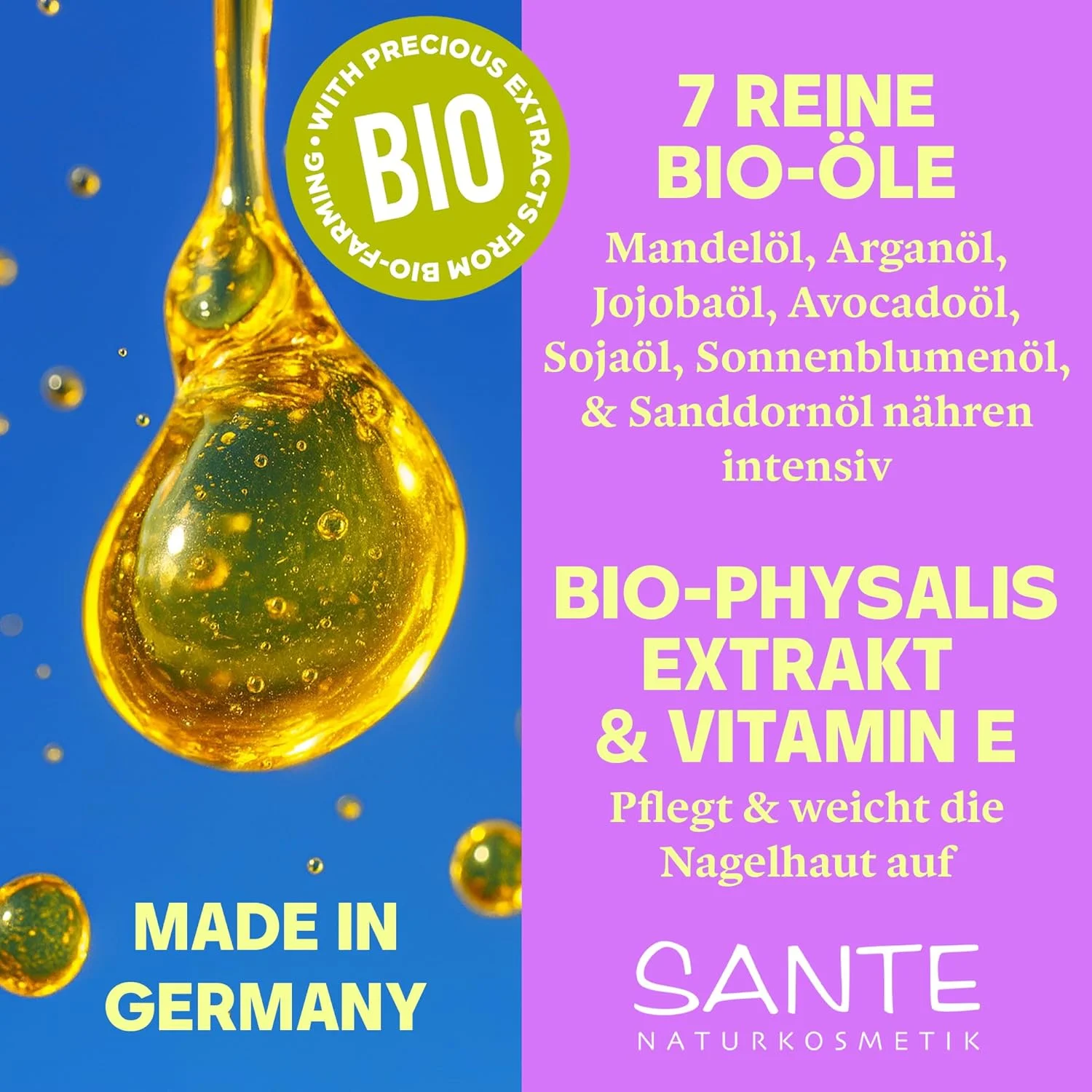 روغن ناخن و کوتیکول سانته ناتورکازمتیک، روغن مراقبت از ناخن برای ناخن ها و کوتیکول ها، حاوی روغن های ارگانیک و ویتامین E، وگان، 15 میلی لیتر