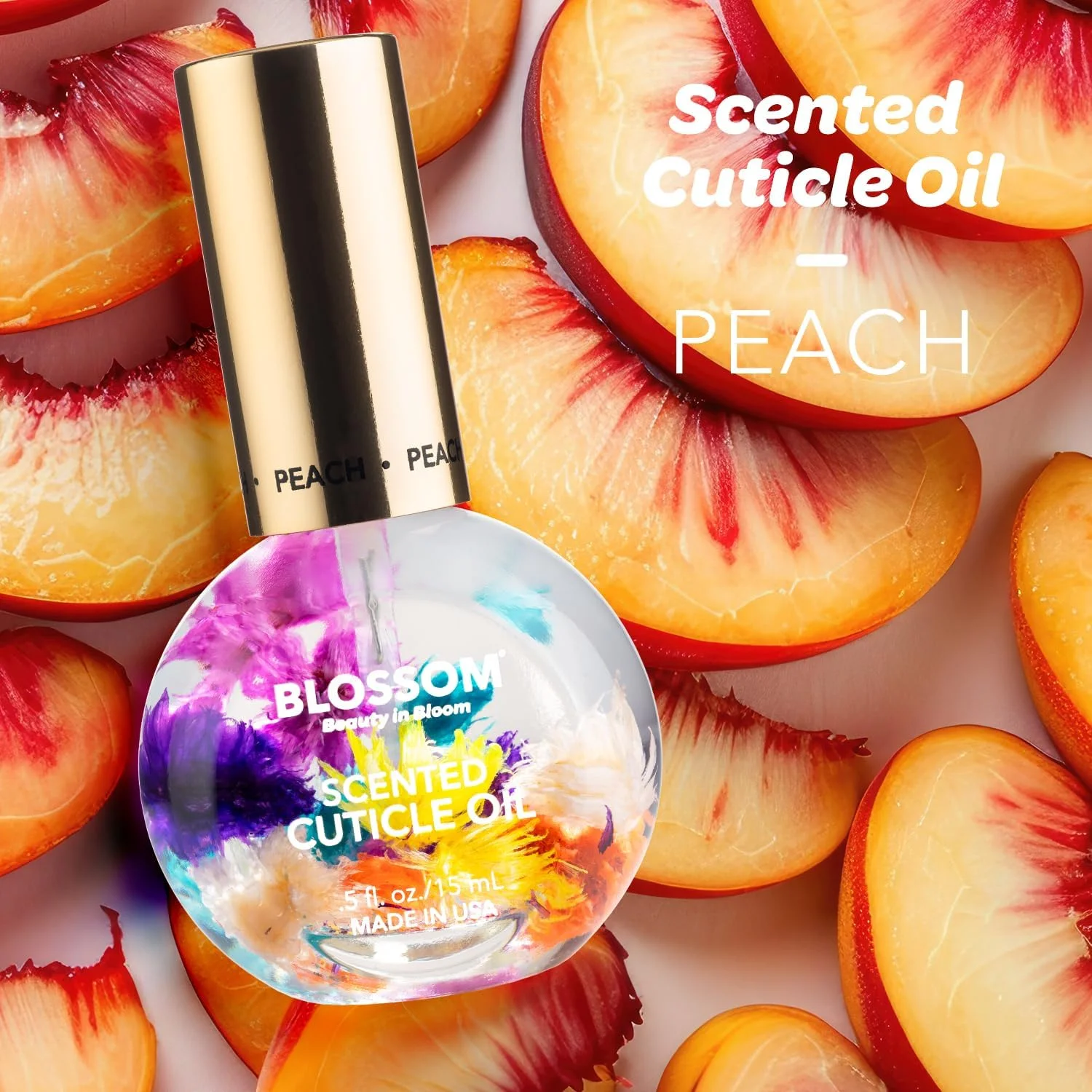 روغن کوتیکول آبرسان، مرطوب کننده، تقویت کننده و معطر بلوسوم، غنی شده با گل های طبیعی، ساخت آمریکا، 12.4 میلی لیتر، هلو آبدار