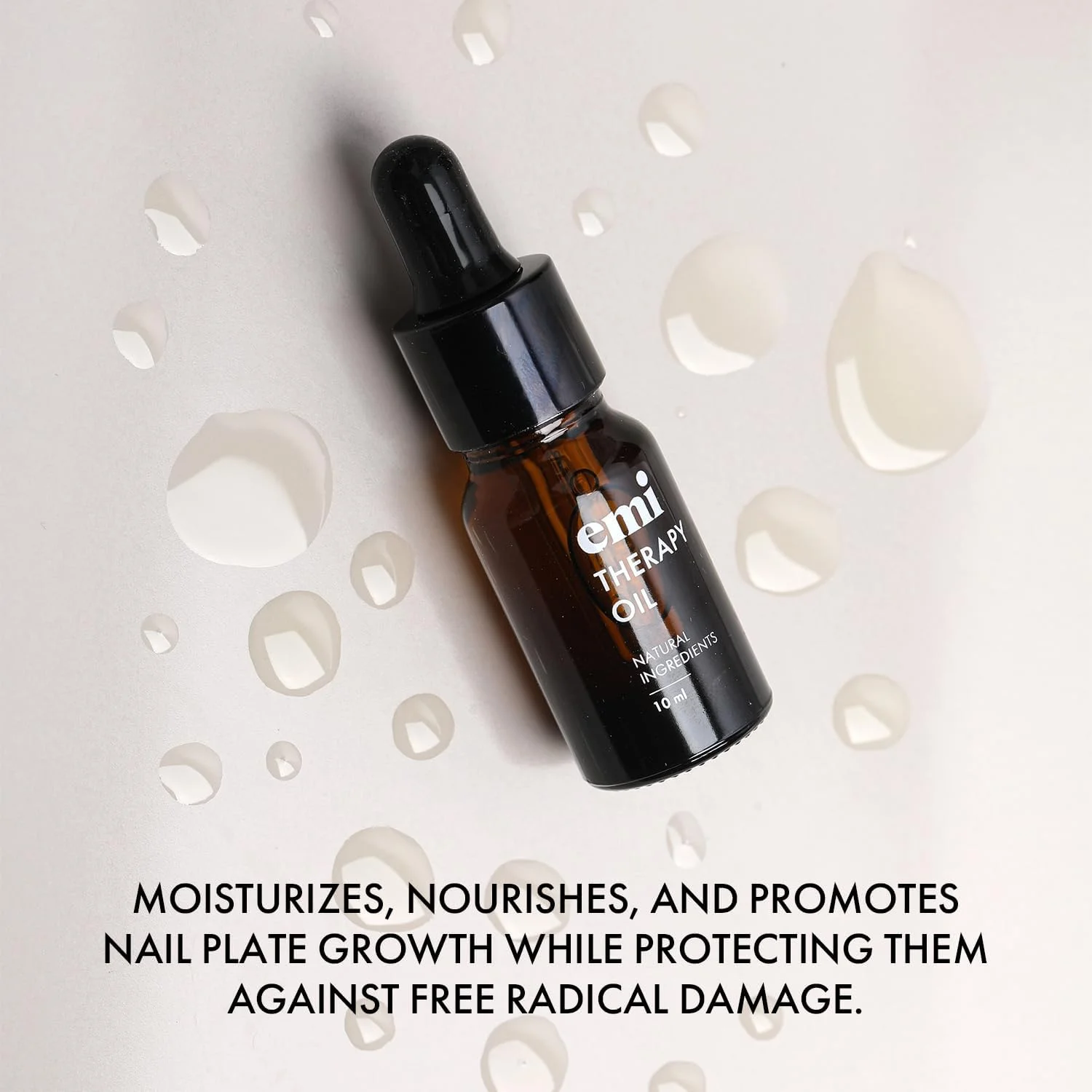 روغن ترمیم کننده کوتیکول ناخن با 95.35% روغن بادام طبیعی، روغن هسته انگور، روغن پرتقال و ویتامین E، روغن درمانی EMI 10 میلی لیتر