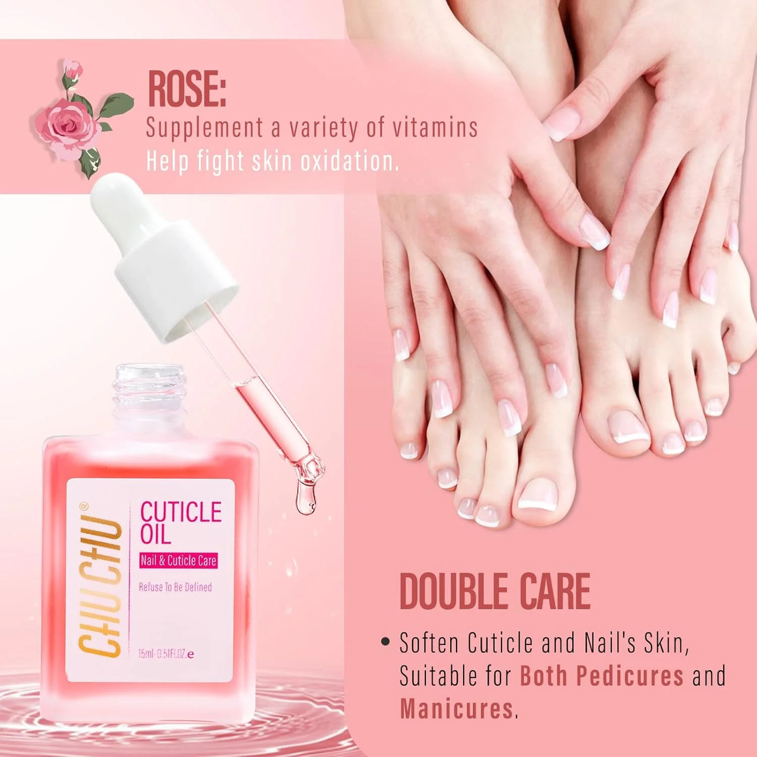 روغن کوتیکول ناخن چوچو، روغن کوتیکول ناخن جوجوبا حاوی ویتامین B و E، مرطوب کننده پوست کوتیکول و ناخن، تقویت کننده ناخن ها، جلوگیری از ریش ریش شدن و ترک خوردگی 15 میلی لیتر (رز)