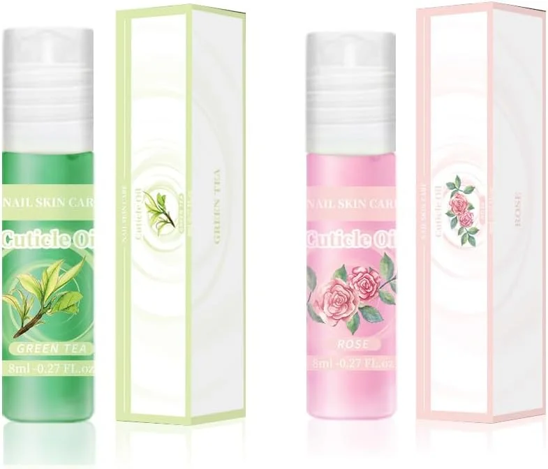 روغن کوتیکول رولی مغذی و مرطوب کننده، رولی ناخن قابل حمل و مناسب برای آبرسانی و مراقبت (رز و چای سبز) - 2 عدد