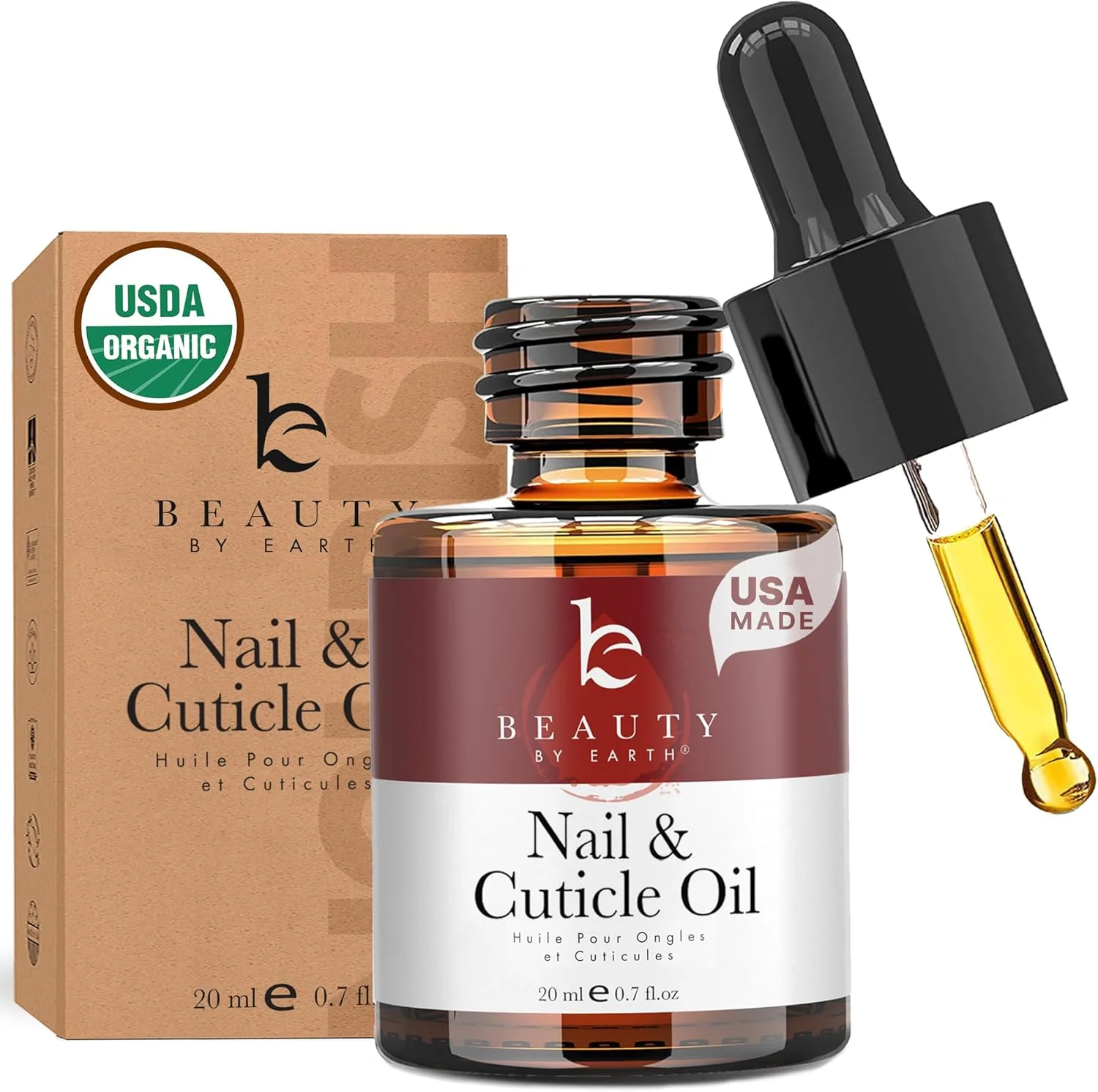 روغن کوتیکول و ناخن ارگانیک بیوتی بای ارث - روغن ناخن ساخت آمریکا برای رشد و استحکام، درمان ناخن های آسیب دیده، ترمیم کوتیکول و مراقبت از ناخن