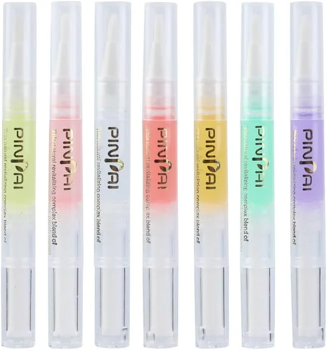 روغن کوتیکول قلمی، قلم تغذیه کننده، احیا کننده با 7 رایحه برای مراقبت از پوست ناخن، 7 عدد (آروماتراپی/لیمو/سیب/پرتقال/لیلی/رز/هلو)