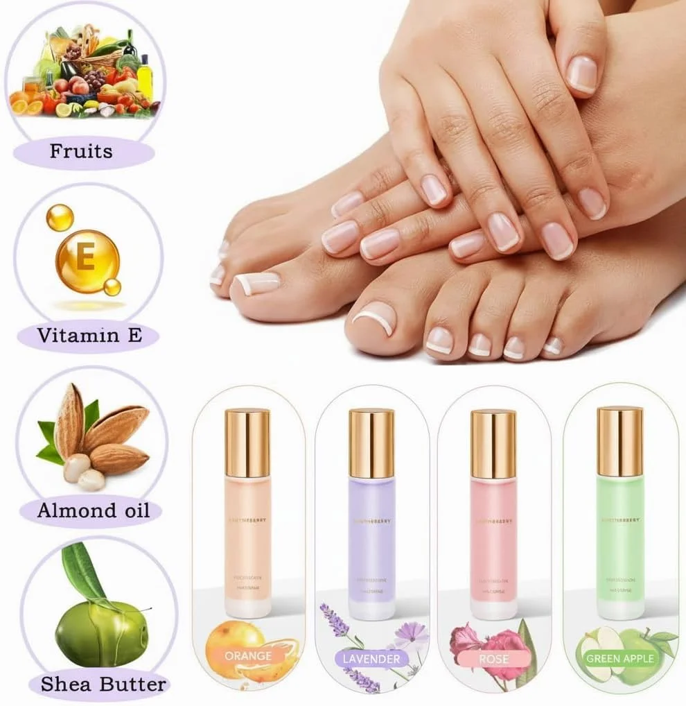 مجموعه ۴ عددی روغن کوتیکول ناخن، طبیعی با بادام، آبرسان عمیق، مغذی، برای ترمیم ناخن های ترک خورده و خشک، کیت مراقبت از روغن کوتیکول ارگانیک (10ml*4) مجموعه ۴ عددی روغن کوتیکول ناخن، طبیعی با بادام، آبرسان عمیق، مغذی، برای ترمیم ناخن های ترک خورده و خشک، کیت مراقبت از روغن کوتیکول ارگانیک (10ml*4)