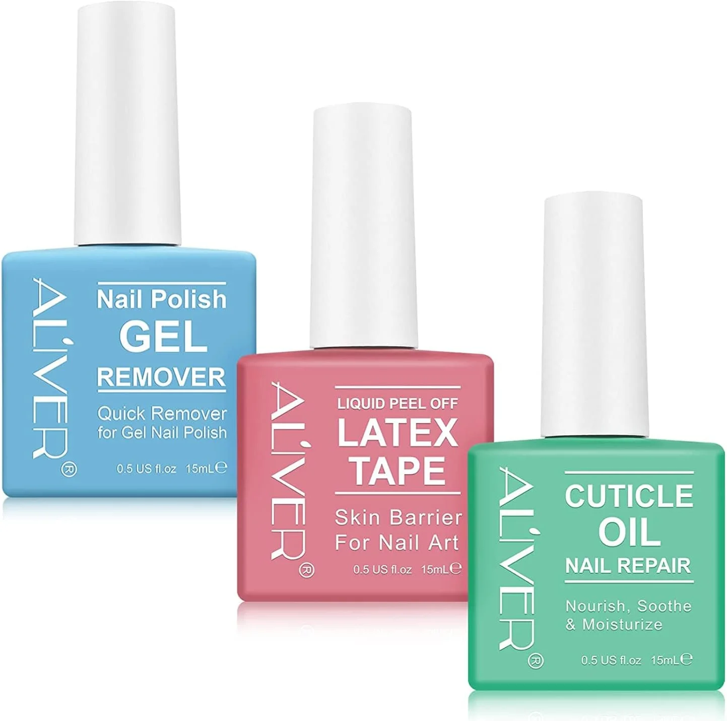مجموعه ۳ عددی پاک کننده لاک ژل ALIVER، پاک کننده لاک ناخن با روغن کوتیکول ناخن و نوار لاتکس، پاک کننده لاک ژل جادویی، آسان و ملایم، بدون نیاز به فویل، خیساندن یا پیچیدن