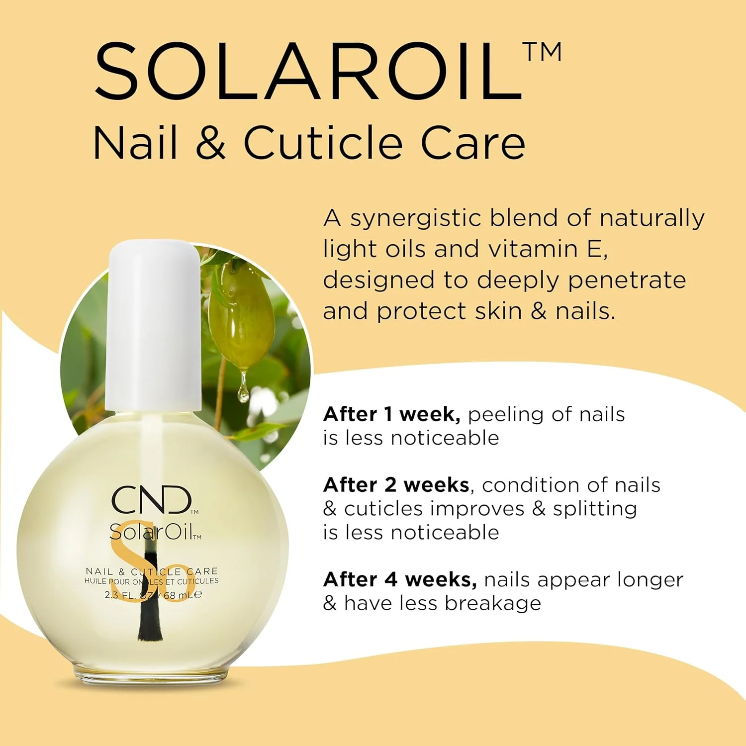 روغن مراقبت از ناخن و کوتیکول CND SolarOil، 68 میلی لیتر، برای کوتیکول های خشک و آسیب دیده، غنی شده با روغن جوجوبا و ویتامین E برای ناخن های سالم تر و قوی تر