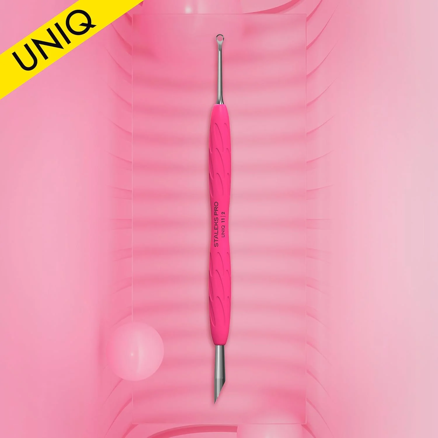 ابزار دو طرفه مانیکور استالکس مدل UNIQ PQ-11/2 با دسته سیلیکونی (حلقه + عقب زن ناخن) ابزار دو طرفه مانیکور استالکس مدل UNIQ PQ-11/2 با دسته سیلیکونی (حلقه + عقب زن ناخن)