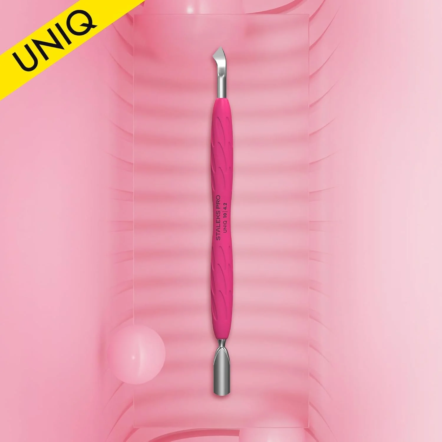 استالکس UNIQ عقب زن مانیکور با دسته سیلیکونی، مدل 10 نوع 4.2، عقب زن باریک گرد + تیغه خمیده