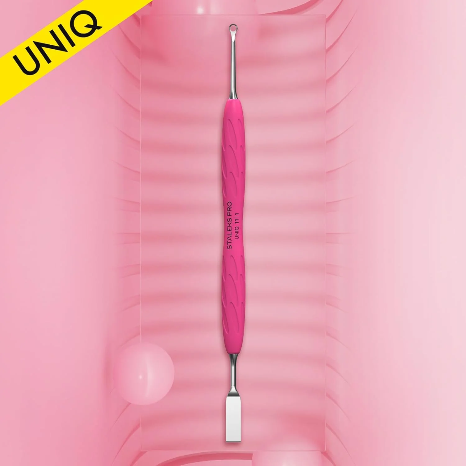 پوشر مانیکور استالکس با دسته سیلیکونی، پوشر صاف تخت، دارای حلقه پوشر مانیکور استالکس با دسته سیلیکونی، پوشر صاف تخت، دارای حلقه