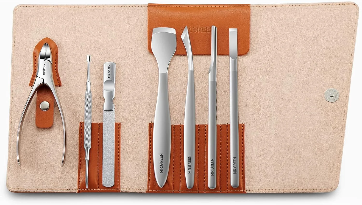 ست چاقوی پدیکور MR.GREEN، ابزارهای حرفه ای برای ناخن های فرورفته، ابزارهای مراقبت از پا، ست های استیل ضد زنگ شامل نیپر و ابزار حذف پوست (ست 7 عددی)