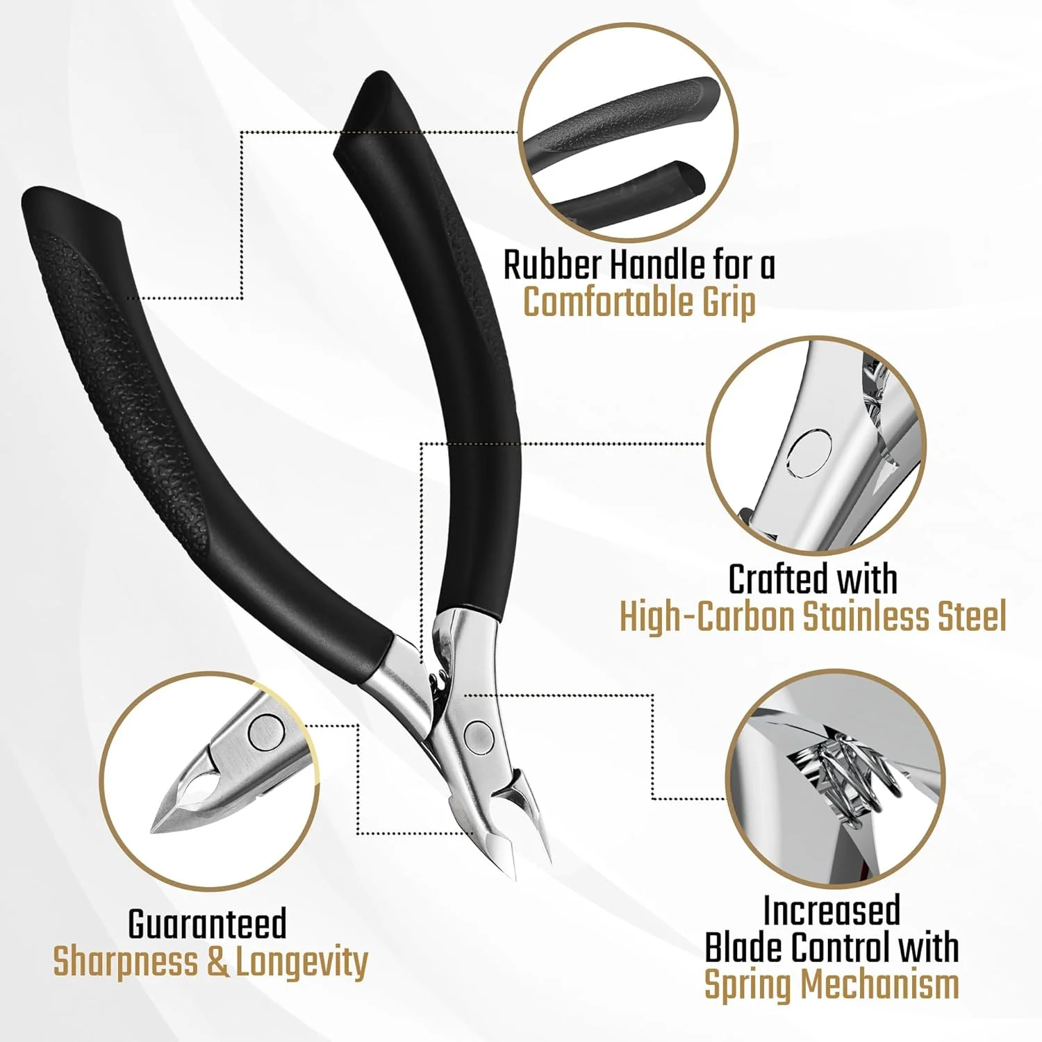 قیچی کوتیکول ارگونومیک KASTWAVE با فک 1/2 - ابزار حرفه ای و ضد لغزش برای ناخن های بی نقص، قیچی بادوام استیل ضد زنگ برای مانیکور و پدیکور
