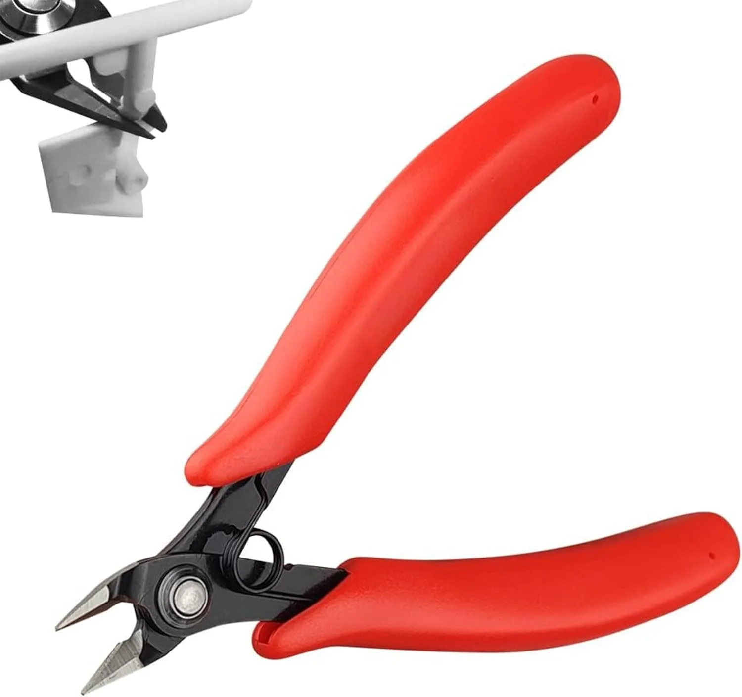 انبر مدل 5 اینچی فروشگاه سفید، با لبه تکی فوق العاده نازک و جعبه تیغه، ابزار مدل پلاستیکی برای تعمیر مدل پلاستیکی و ثابت کردن (سایز: قرمز)