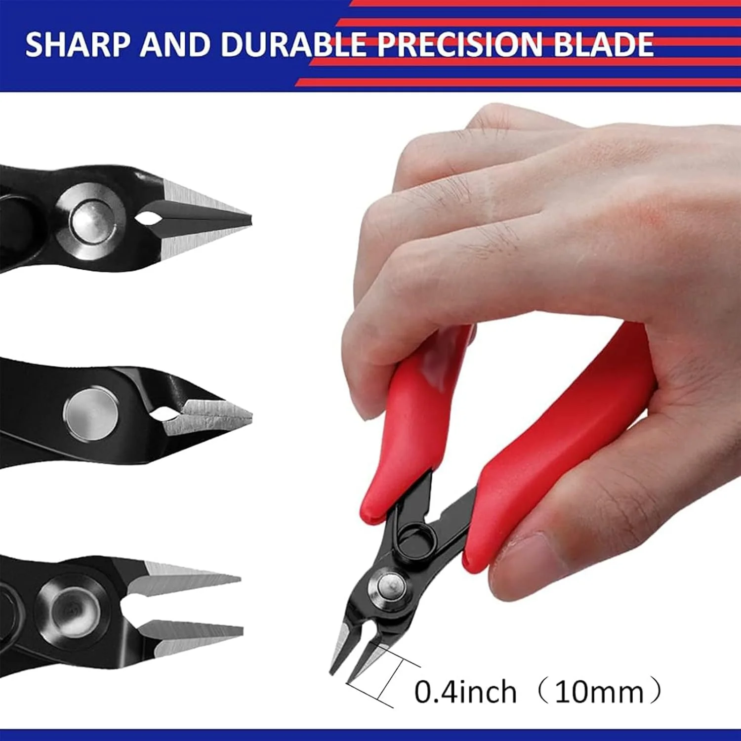 انبر مدل 5 اینچی فروشگاه سفید، با لبه تکی فوق العاده نازک و جعبه تیغه، ابزار مدل پلاستیکی برای تعمیر مدل پلاستیکی و ثابت کردن (سایز: قرمز)