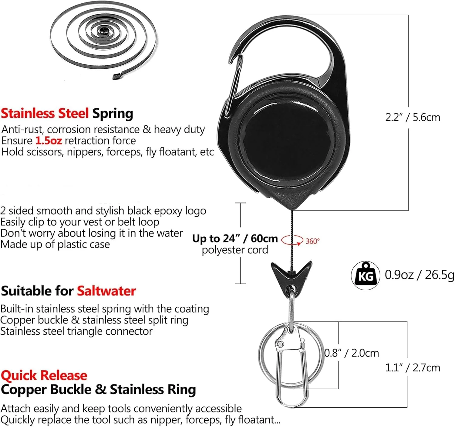 ابزار گره زدن نخ ماهیگیری THE WHITE SHOP، انبر چند منظوره ماهیگیری مگس، گره زدن سریع گره های ماهیگیری برای قلاب ها، طعمه ها و مگس ها، قیچی ماهیگیری با جمع کننده